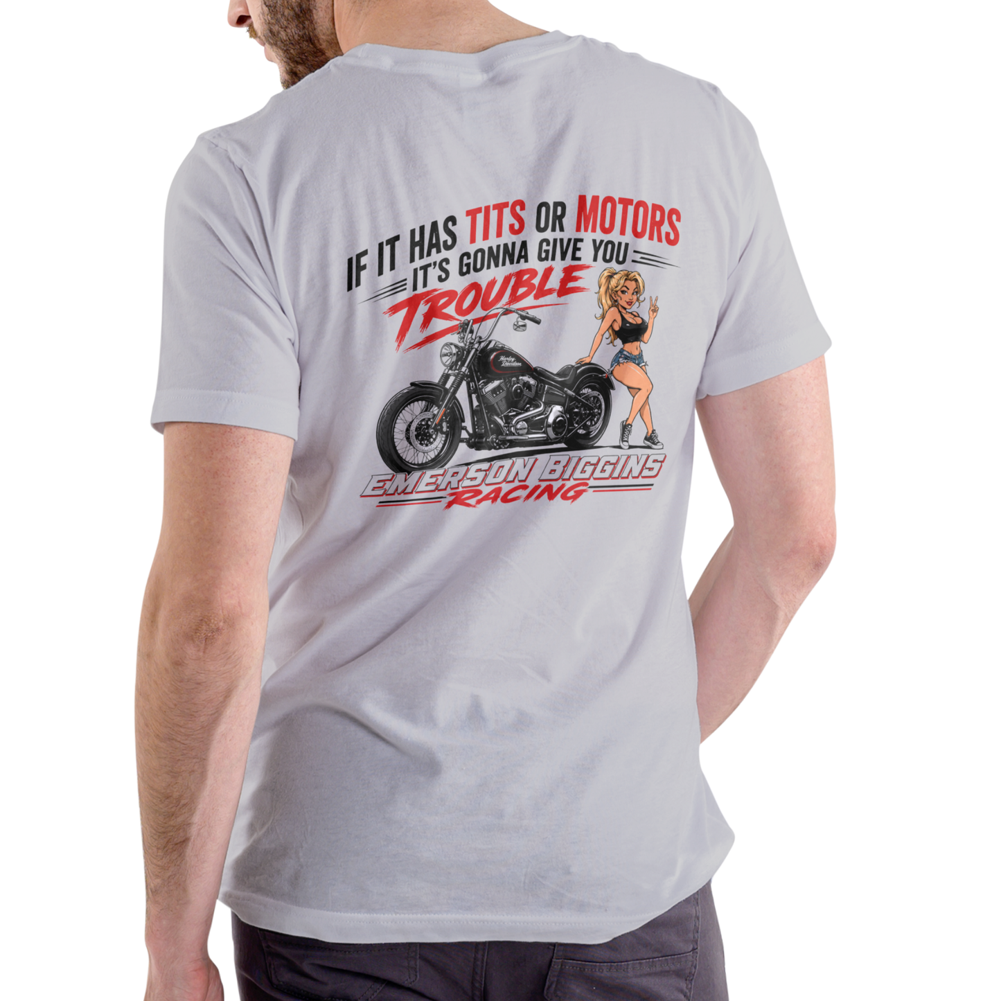 EMERSON BIGGINS RACING Motorcycle Unisex Cotton Funny Name T-Shirt