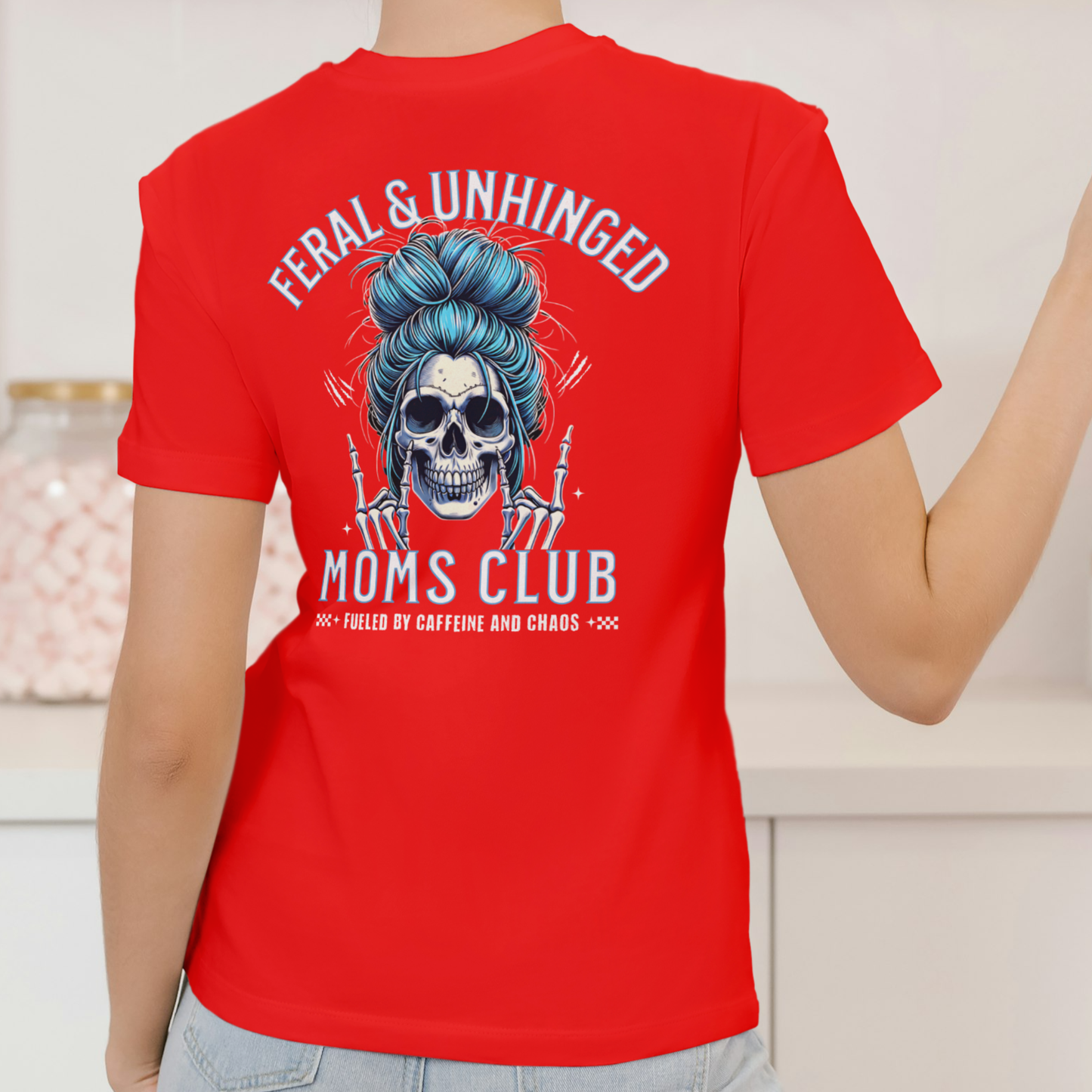 “FERAL AND UNHINGED MOMS CLUB” Unisex Cotton T-Shirt.