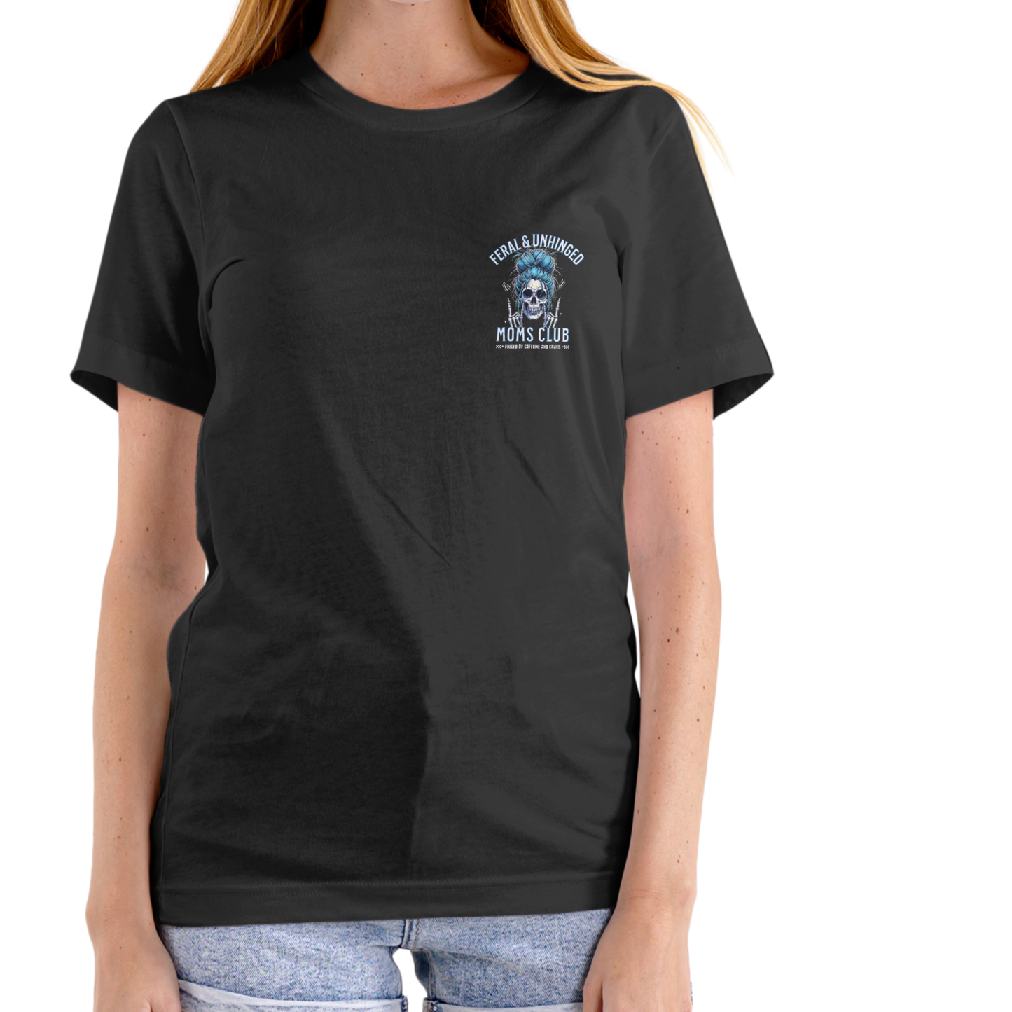 “FERAL AND UNHINGED MOMS CLUB” Unisex Cotton T-Shirt.