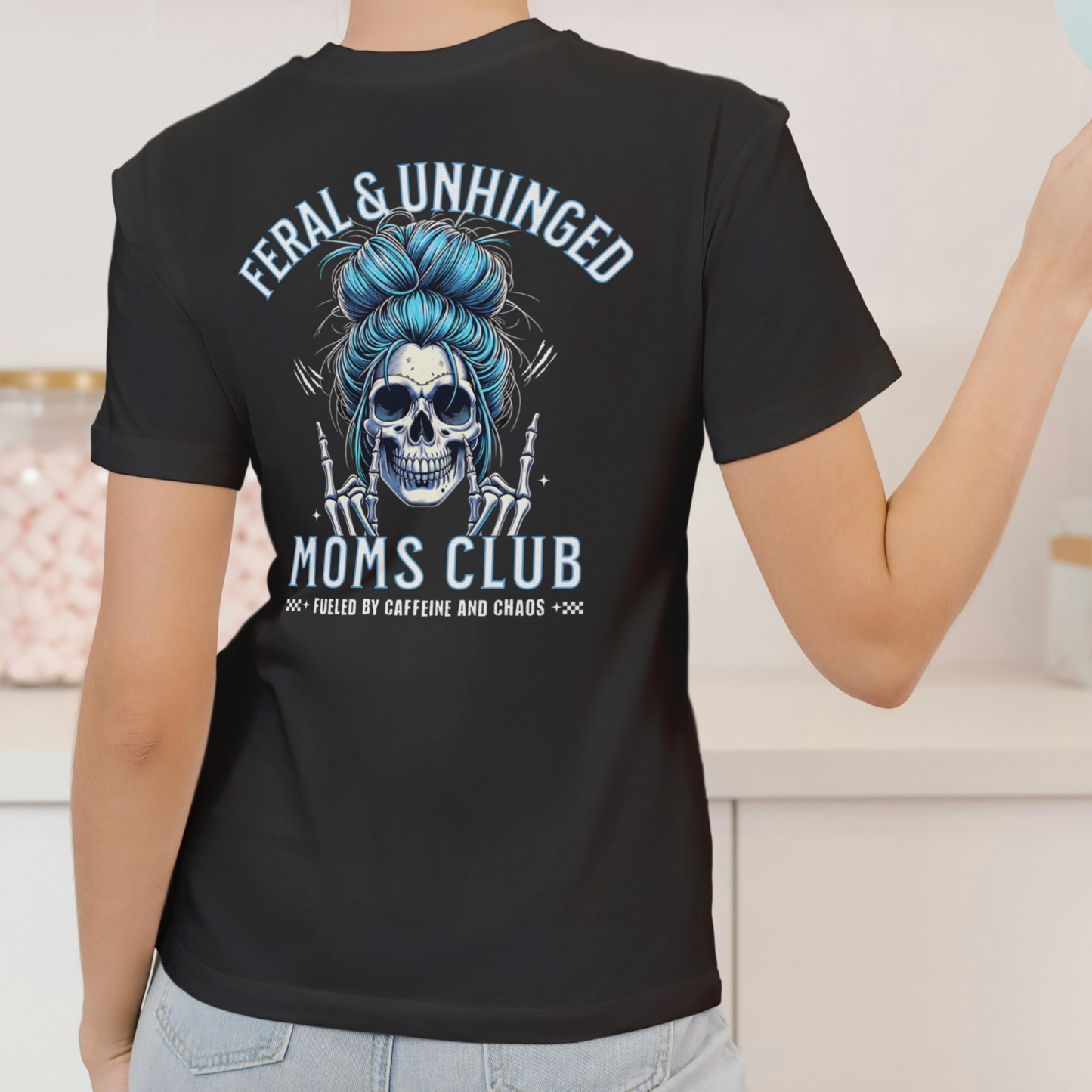 “FERAL AND UNHINGED MOMS CLUB” Unisex Cotton T-Shirt.