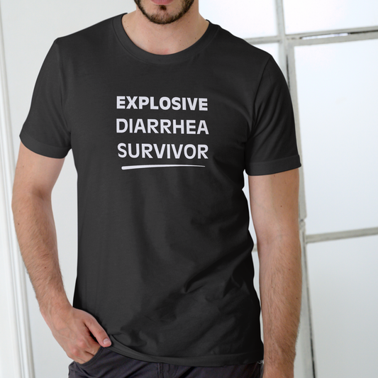 EXPLOSIVE DIARRHEA SURVIVOR Funny T-Shirt – Unisex Cotton Graphic Tee
