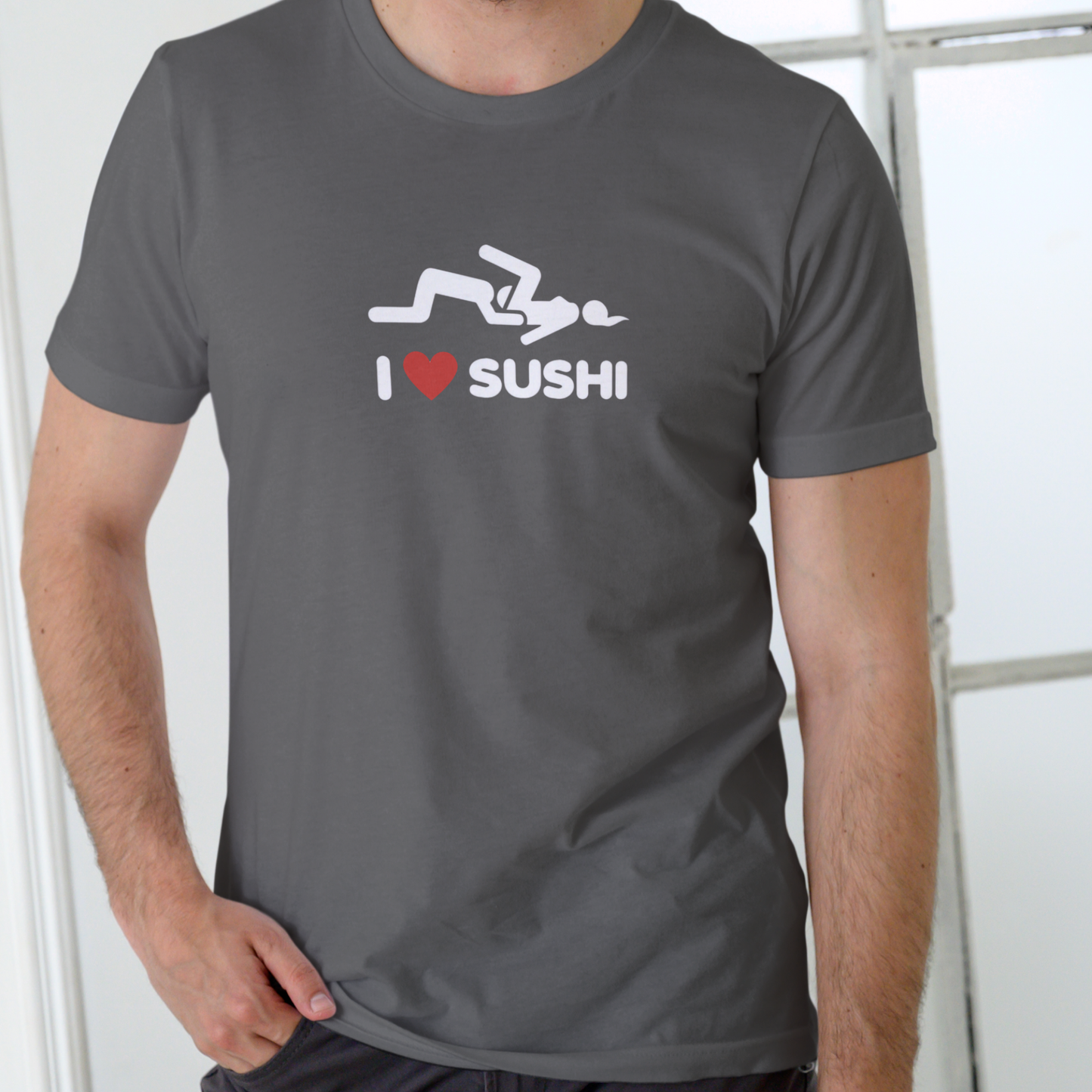 I LOVE SUSHI Funny T Shirt. Unisex Cotton