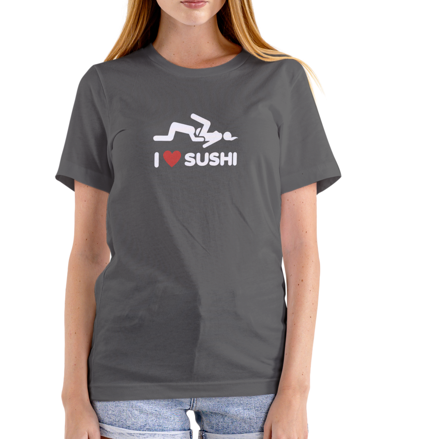 I LOVE SUSHI Funny T Shirt. Unisex Cotton