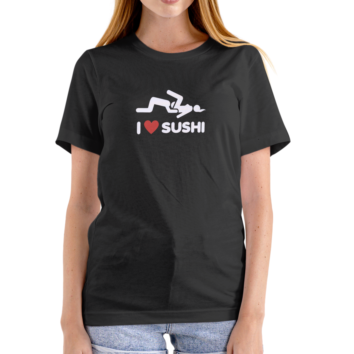 I LOVE SUSHI Funny T Shirt. Unisex Cotton