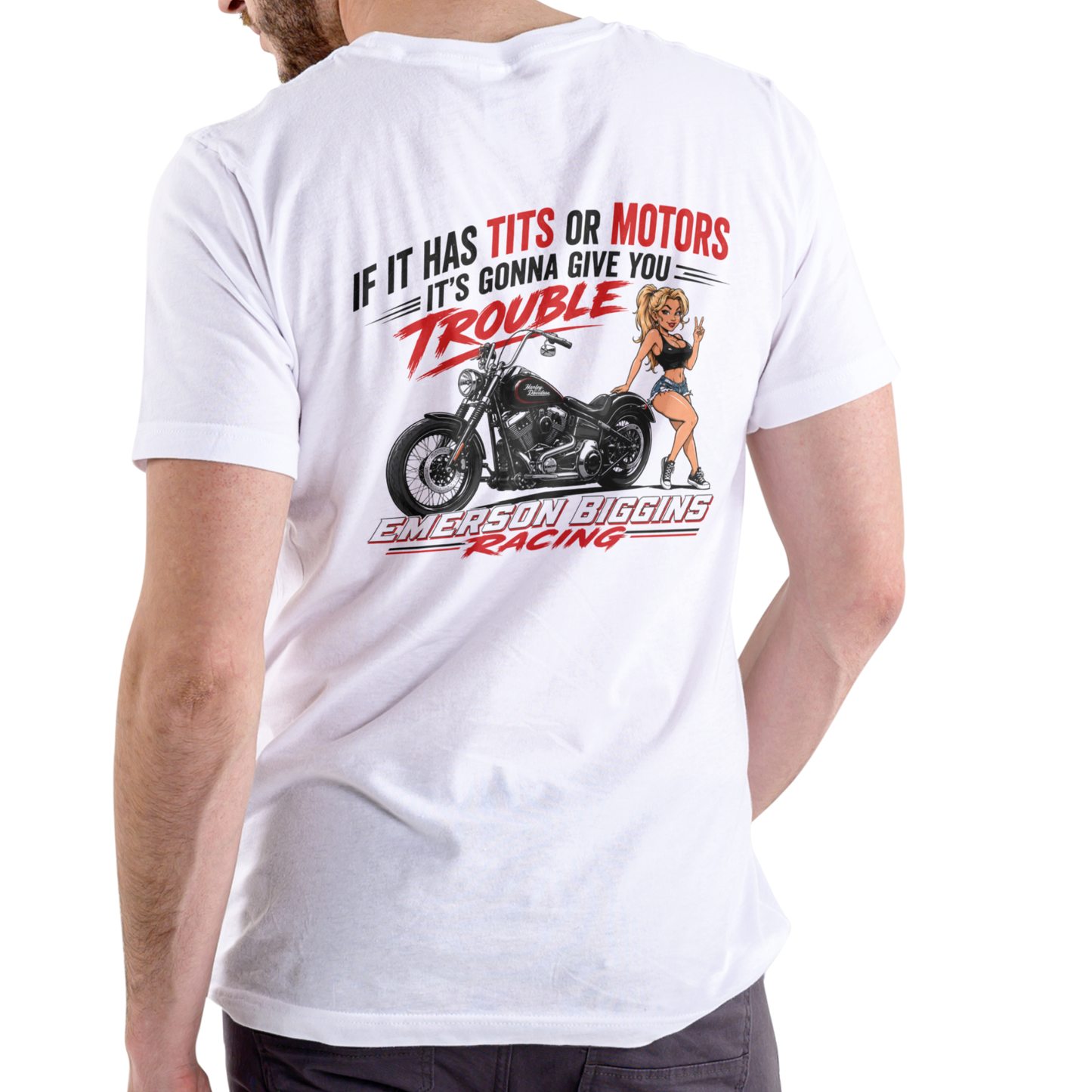 EMERSON BIGGINS RACING Motorcycle Unisex Cotton Funny Name T-Shirt