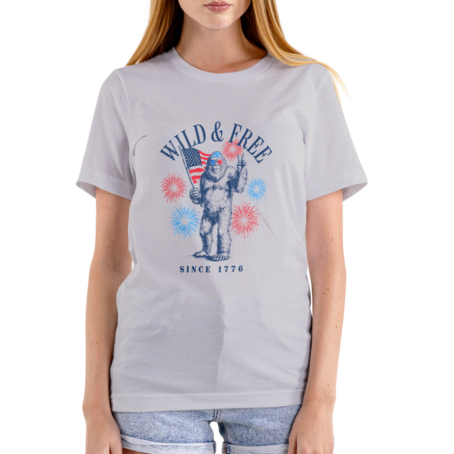 Wild and Free Since 1776 Bigfoot July 4th T-Shirt