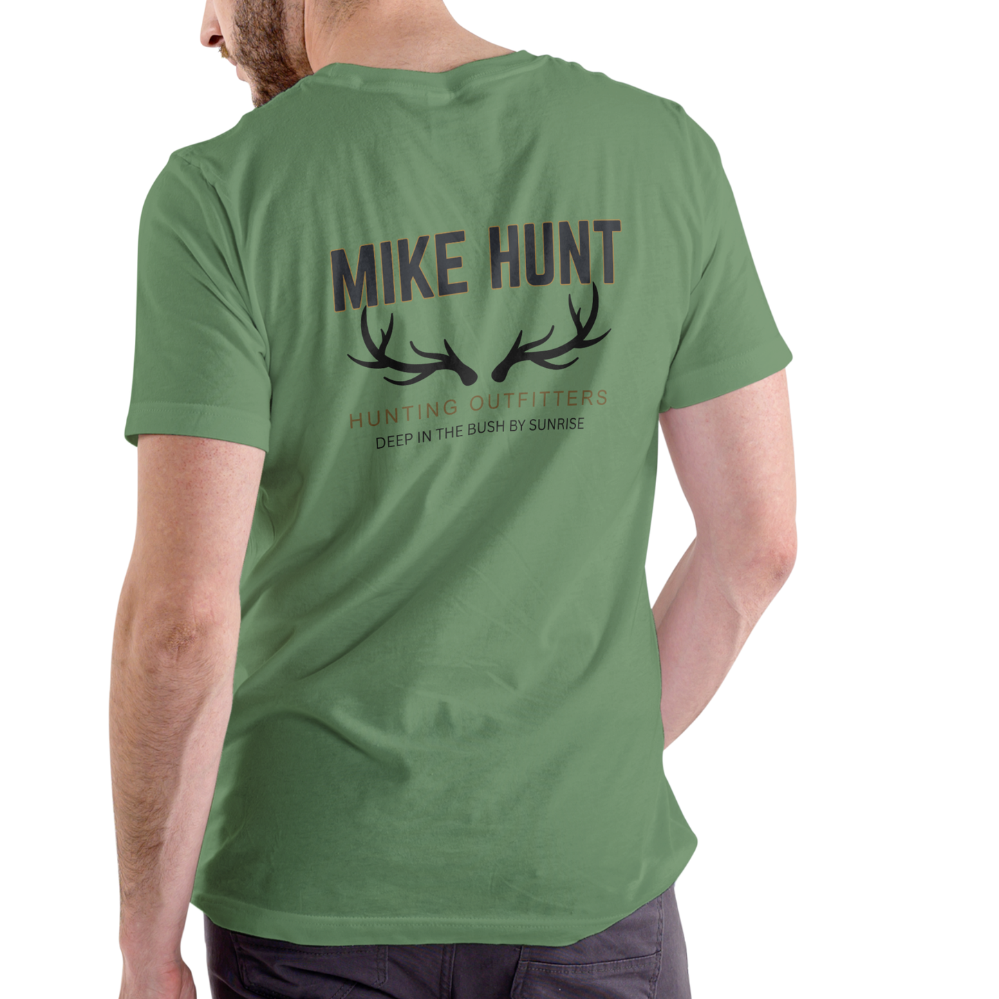 MIKE HUNT HUNTING OUTFITTERS Funny name shirt, Unisex Cotton