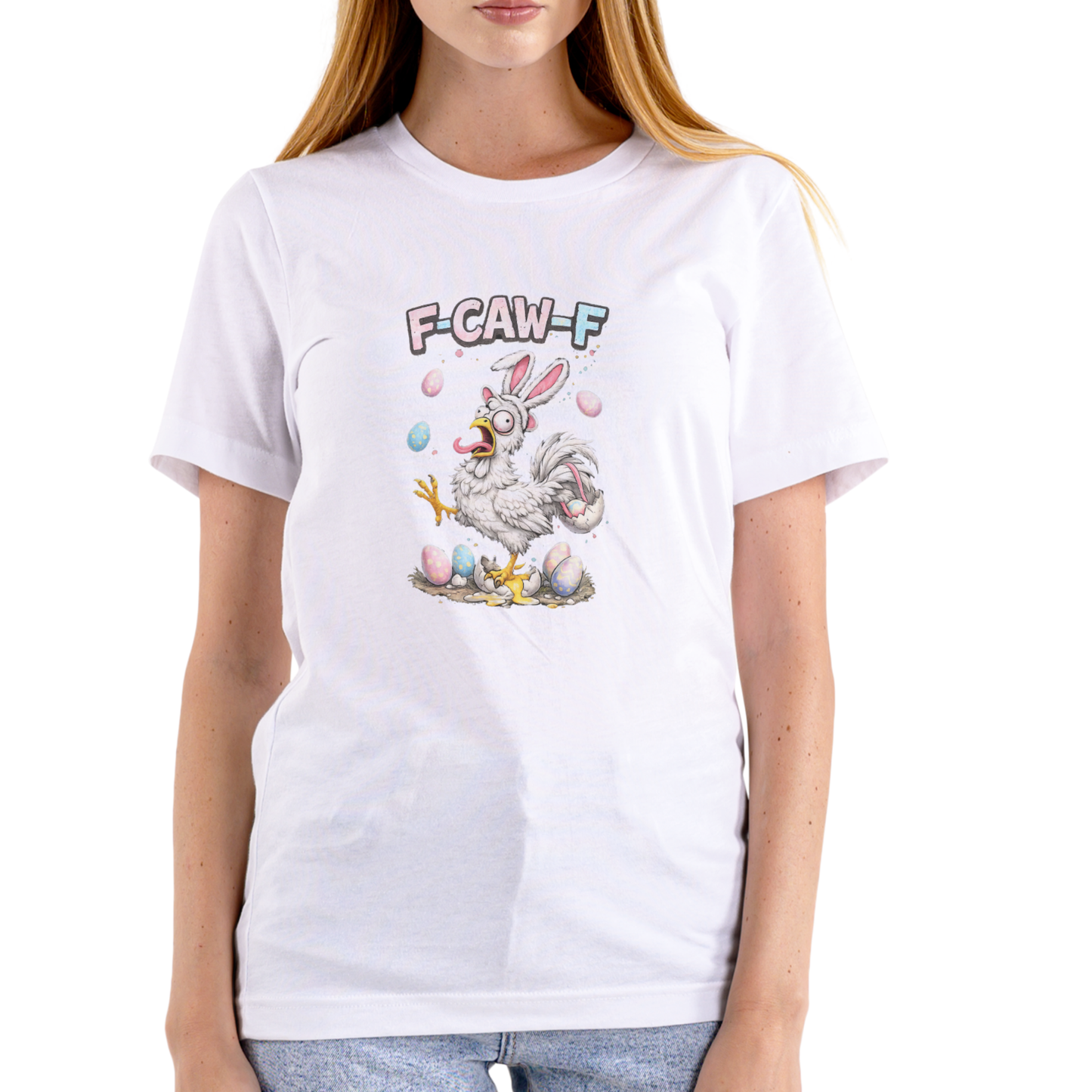 F-CAW-F EASTER CHICKEN – Funny Easter T-Shirt (Unisex Cotton)