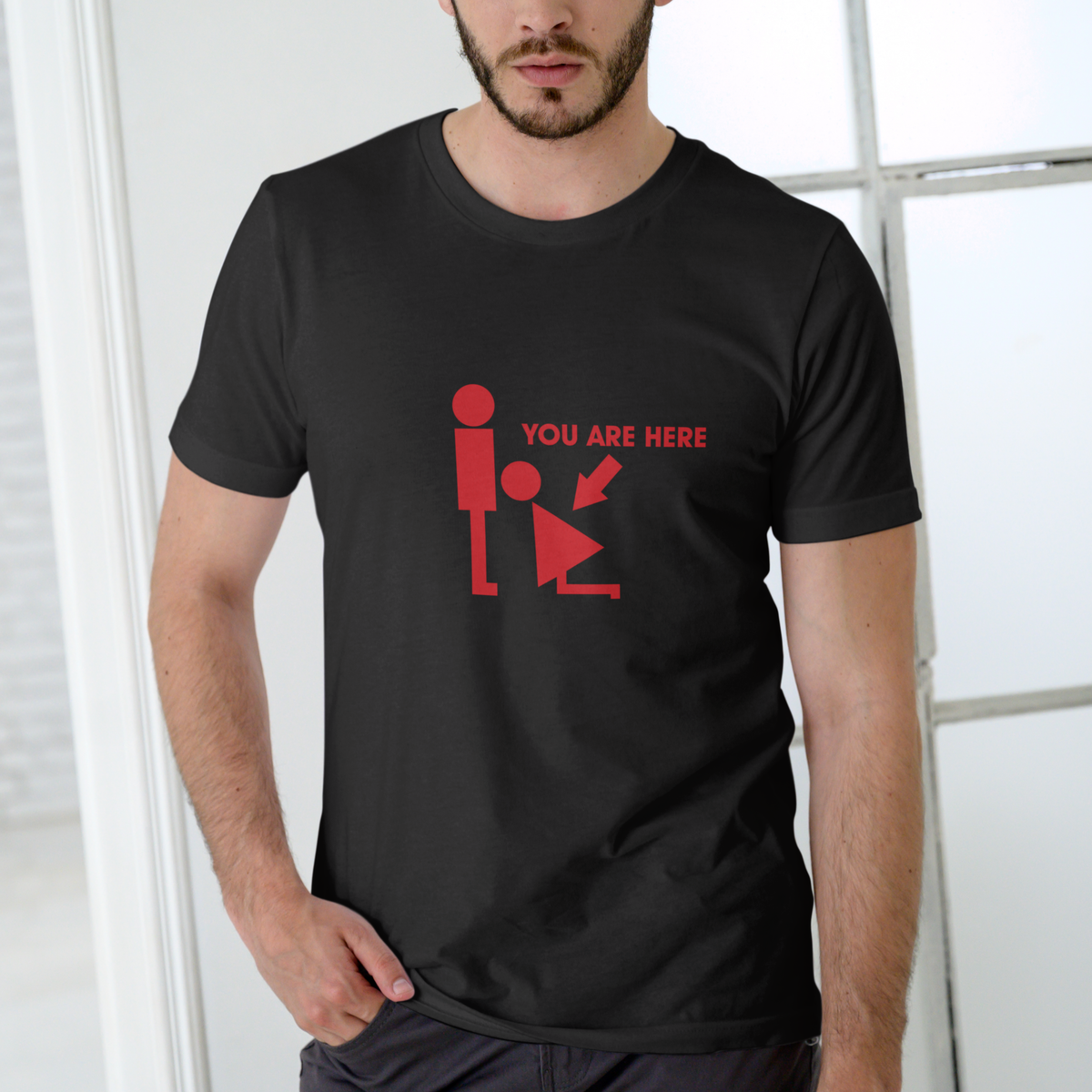 YOU ARE HERE Funny T Shirt, Unisex Cotton