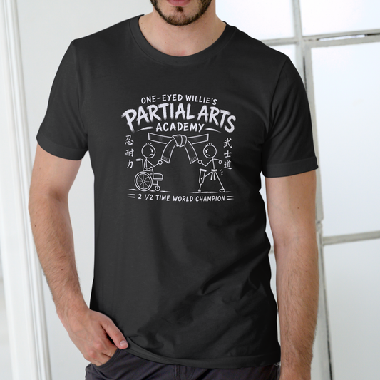 ONE EYED WILLIES PARTIAL ARTS ACADEMY – Funny Unisex Cotton T-Shirt