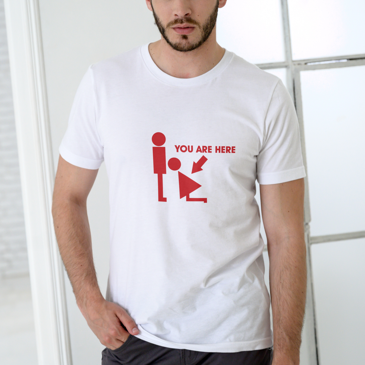 YOU ARE HERE Funny T Shirt, Unisex Cotton
