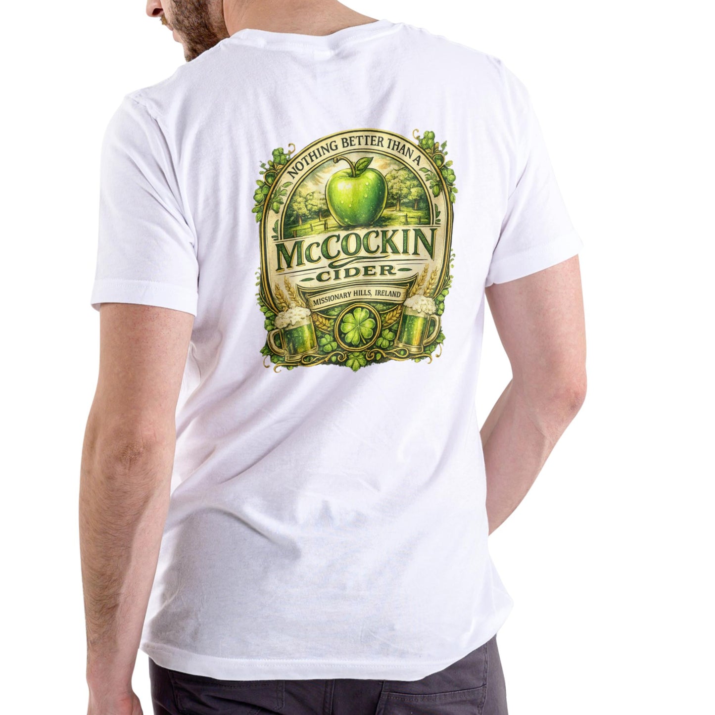 MCCOCKIN CIDER Funny name T Shirt, Unisex Cotton, St Patricks day