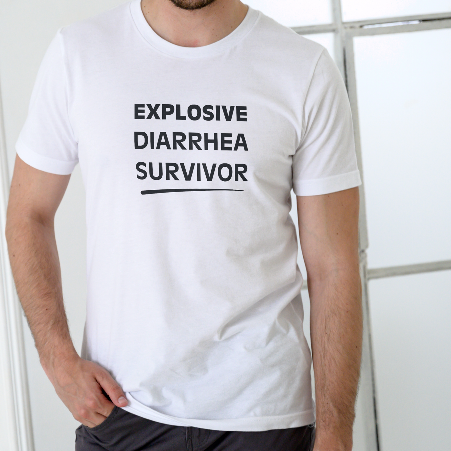 EXPLOSIVE DIARRHEA SURVIVOR Funny T-Shirt – Unisex Cotton Graphic Tee