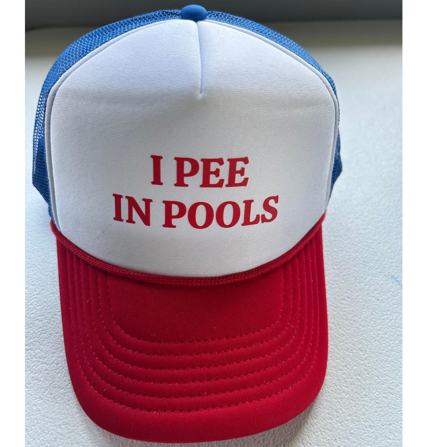 I PEE IN POOLS TRUCKER HAT, ADJUSTABLE