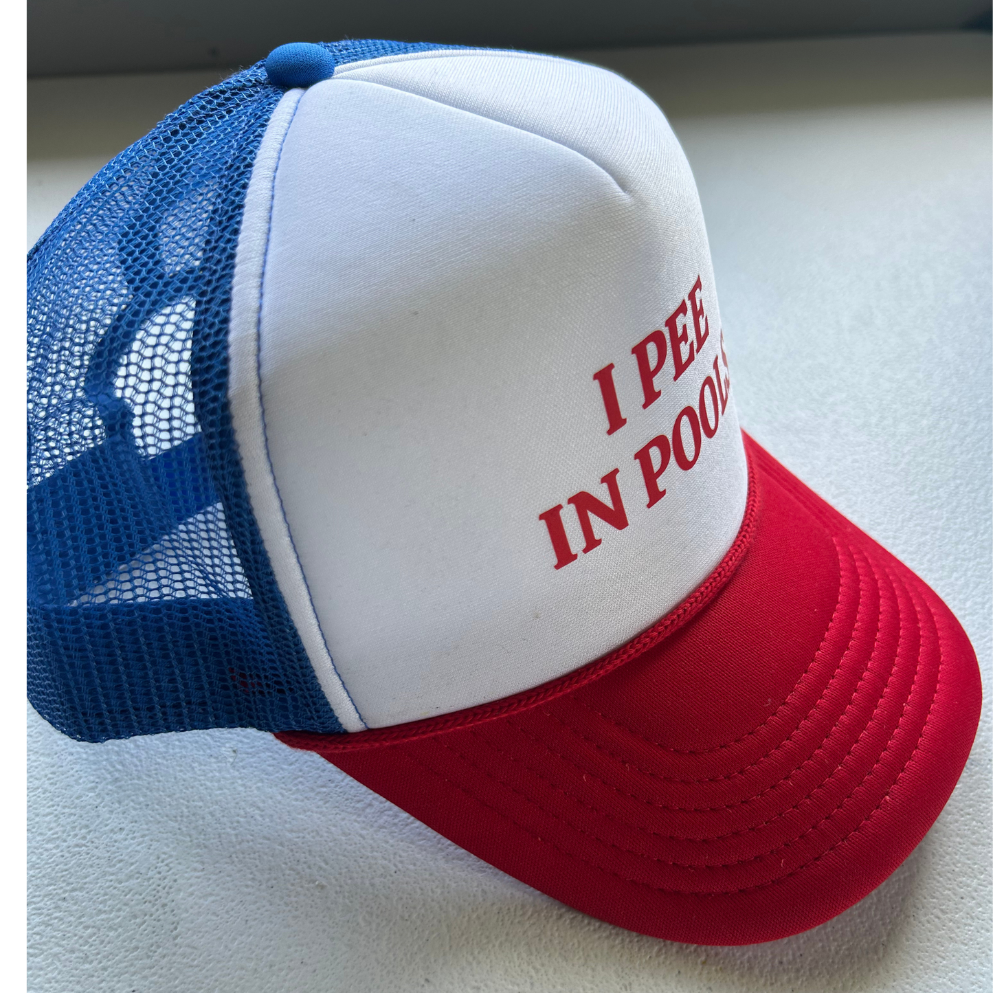 I PEE IN POOLS TRUCKER HAT, ADJUSTABLE