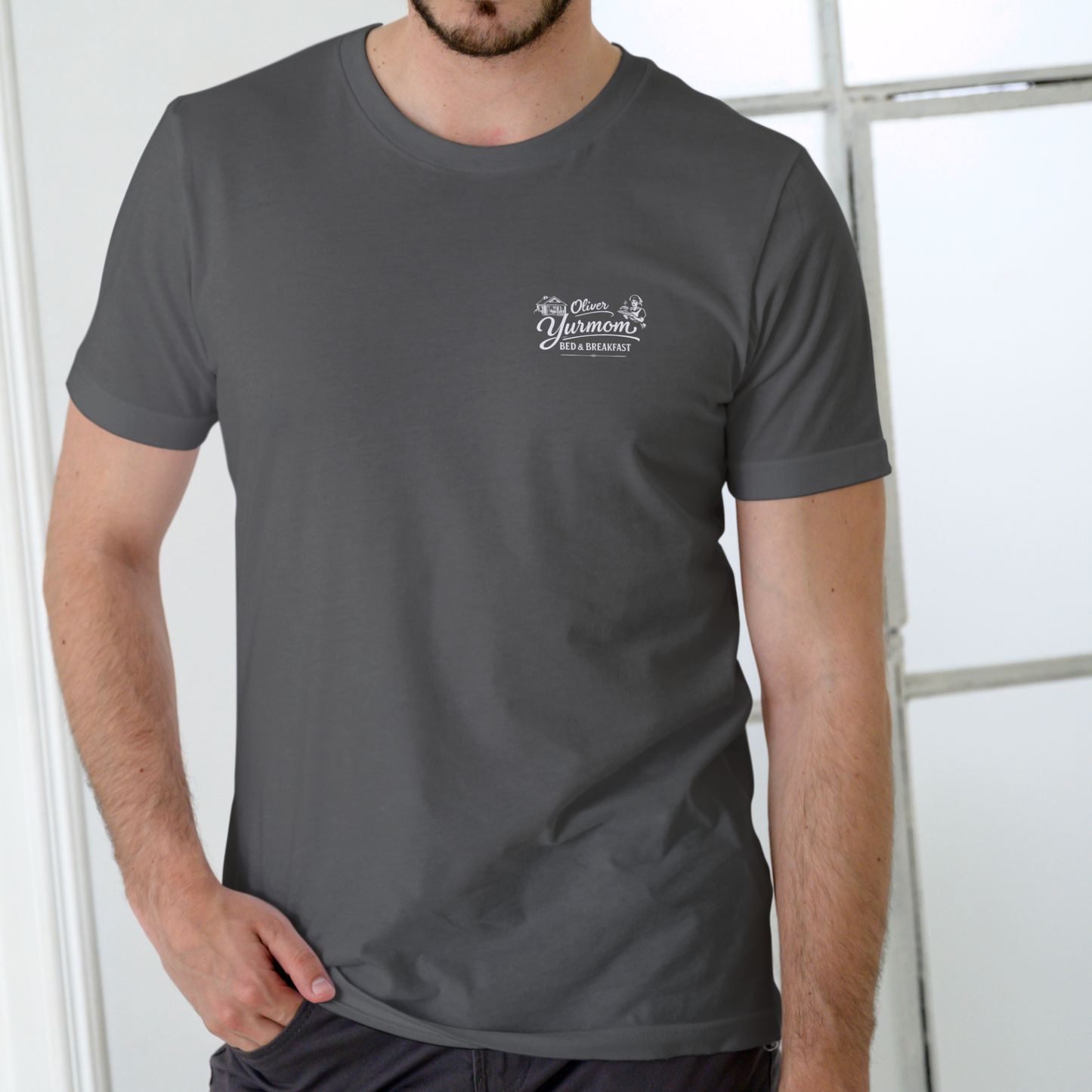 OLIVER YURMOM BED AND BREAKFAST, Funny T Shirt, Unisex Cotton