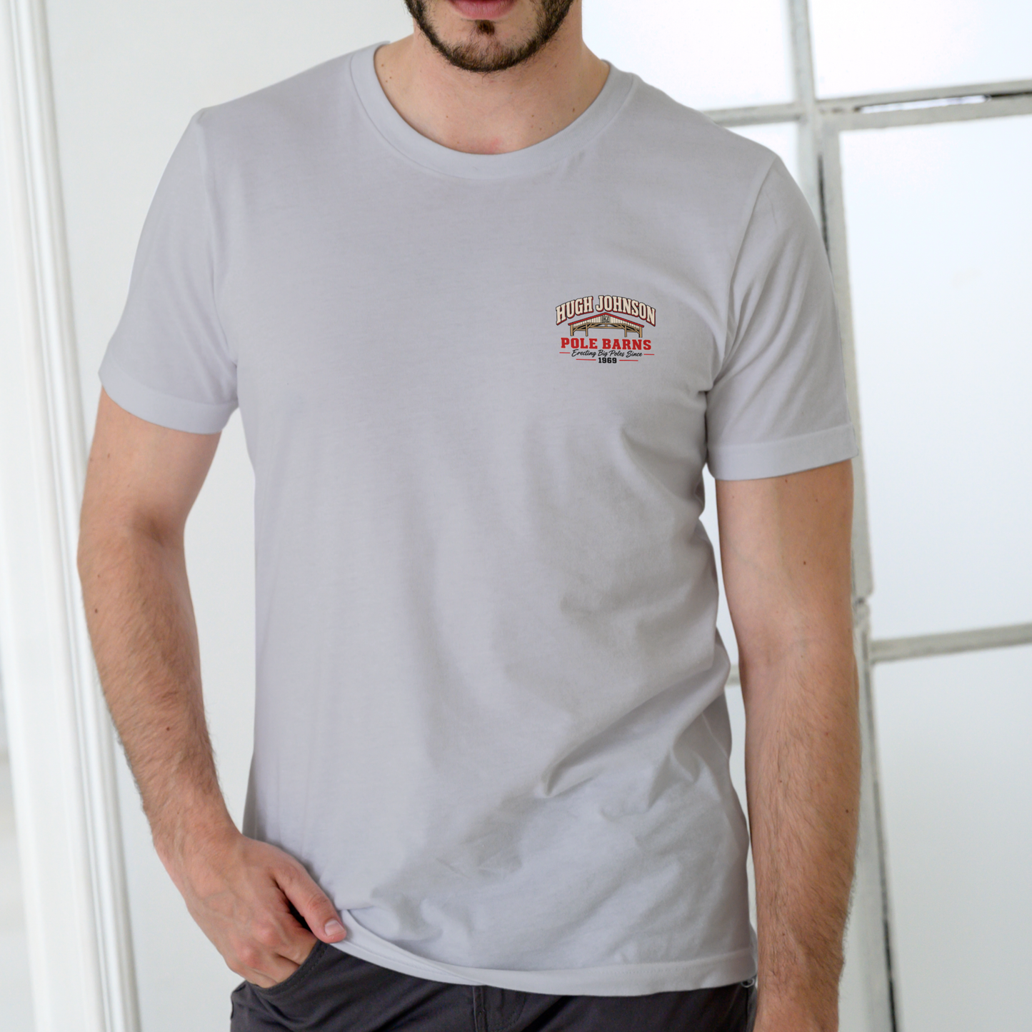HUGH JOHNSON POLE BARNS Men's Humor Graphic Tee