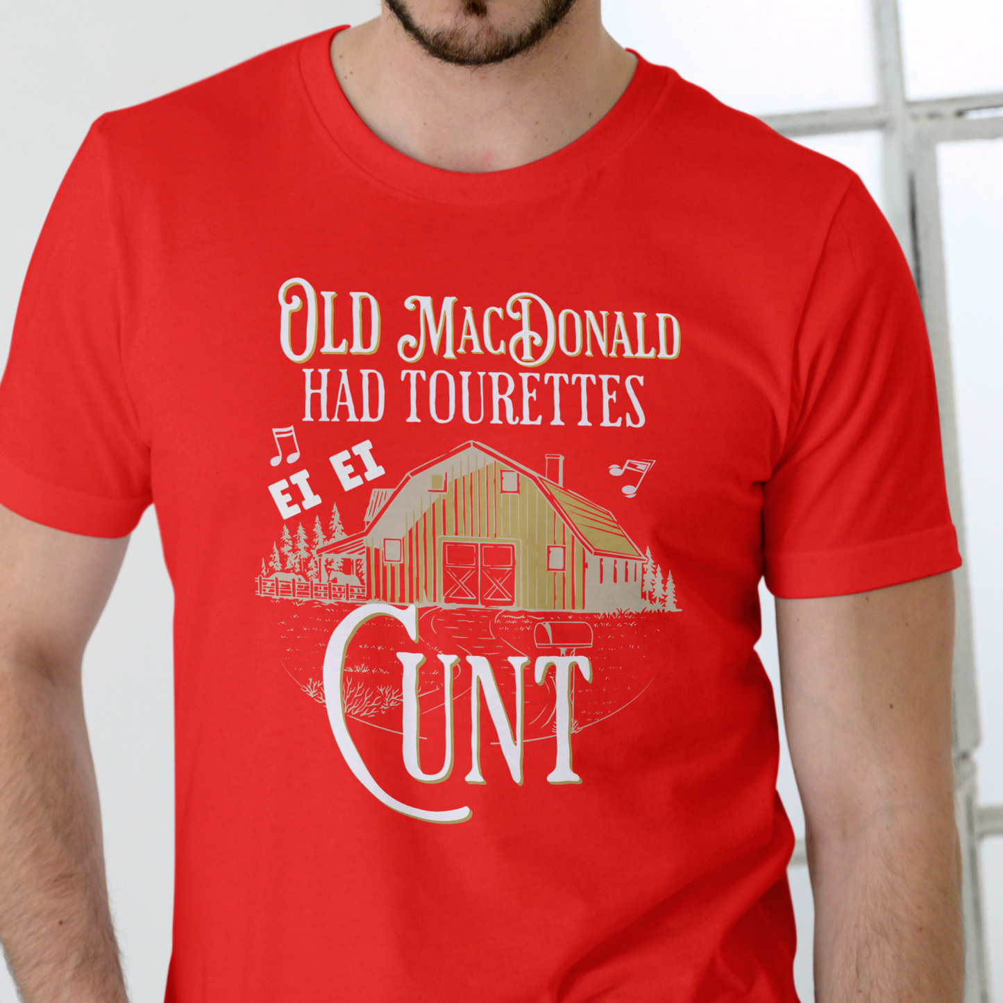 OLD MACDONALD HAD TOURETTES EIEI, Unisex, Cotton T Shirt