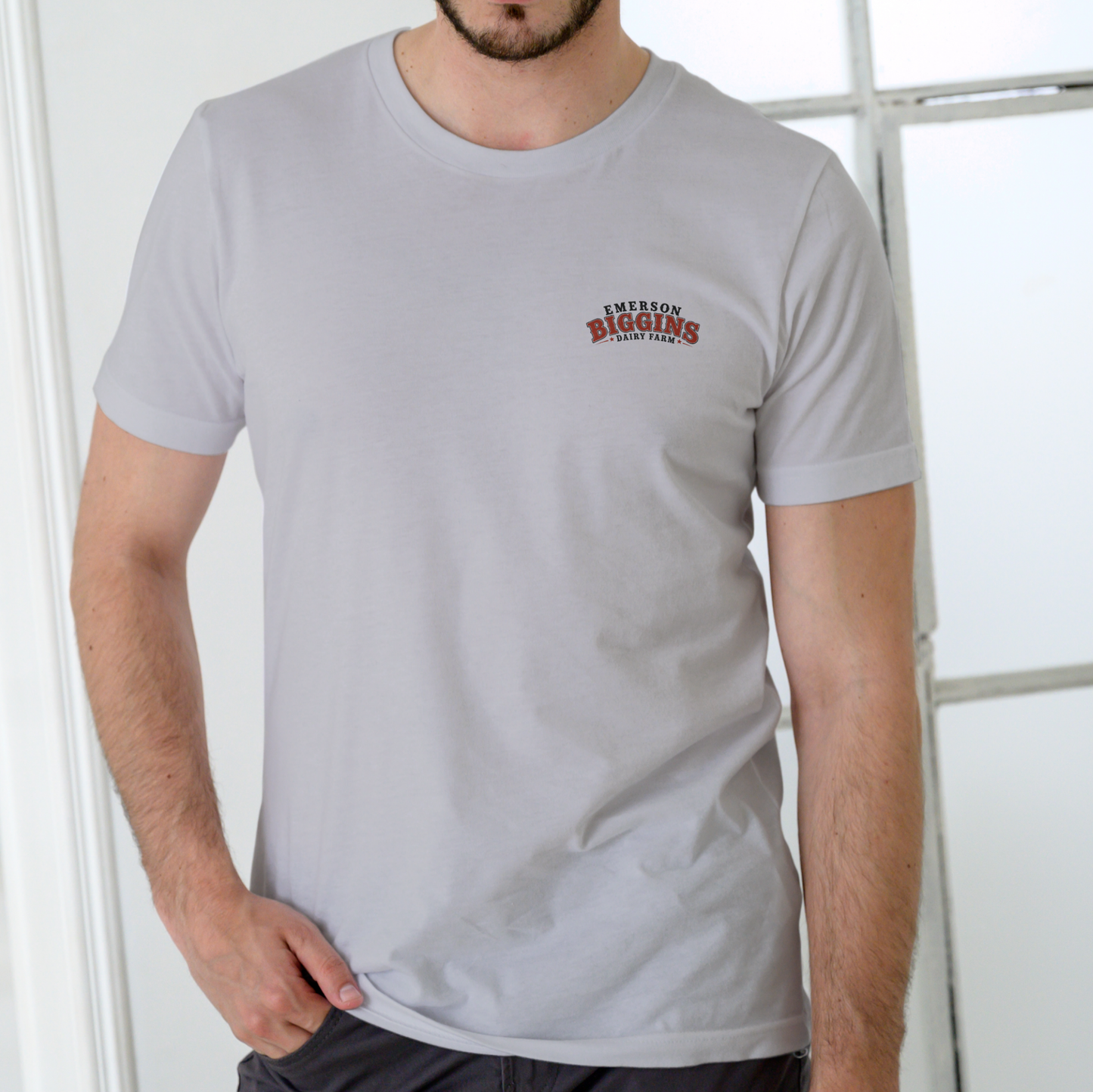 Emerson Biggins Dairy Farm – "We Carry the Biggest Jugs" Funny Unisex Cotton Crew T-Shirt