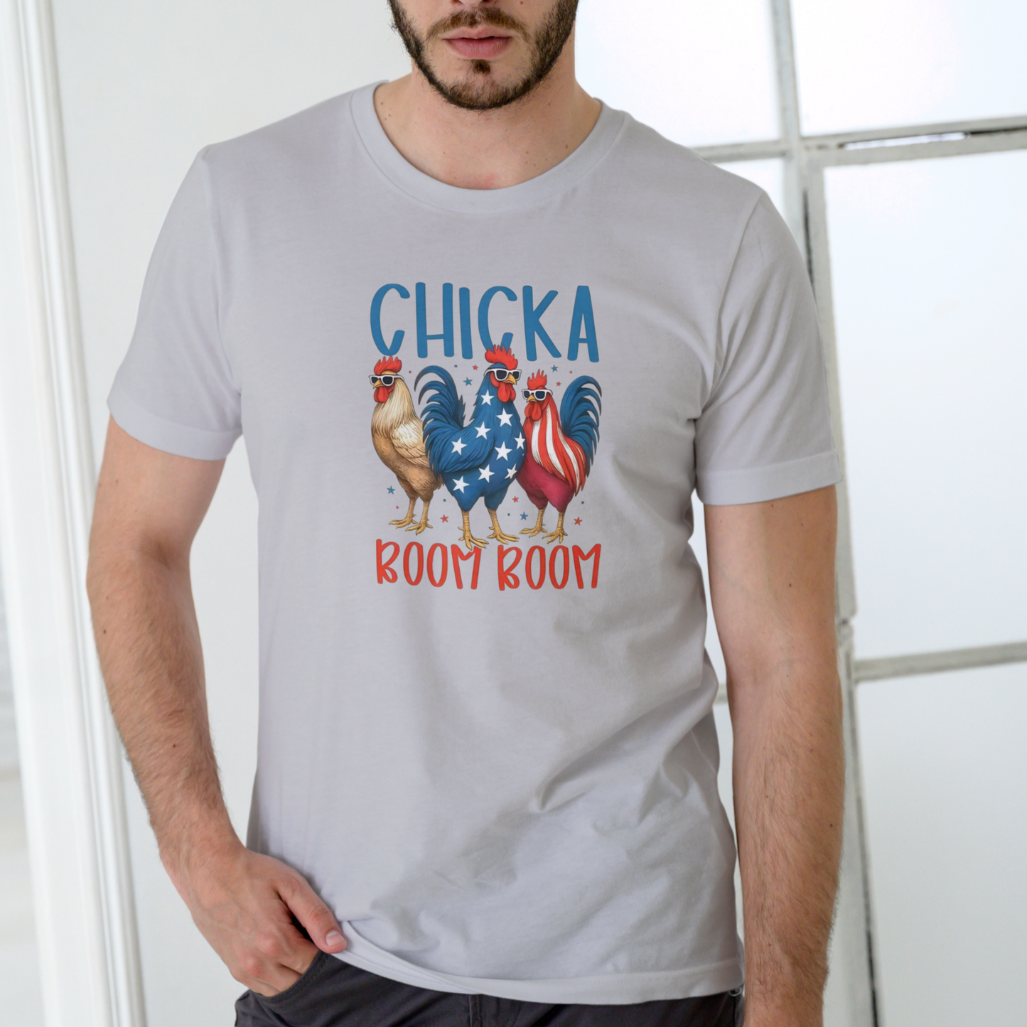 CHICKA BOOM BOOM – Funny July 4th Unisex Cotton T-Shirt