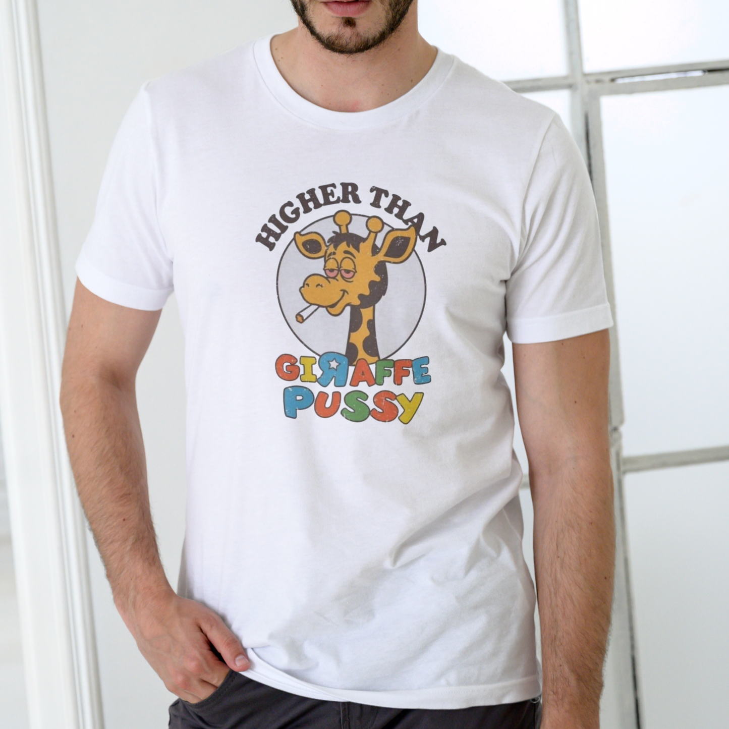 Higher Than a Giraffe – Funny Graphic T-Shirt | Unisex Cotton Tee