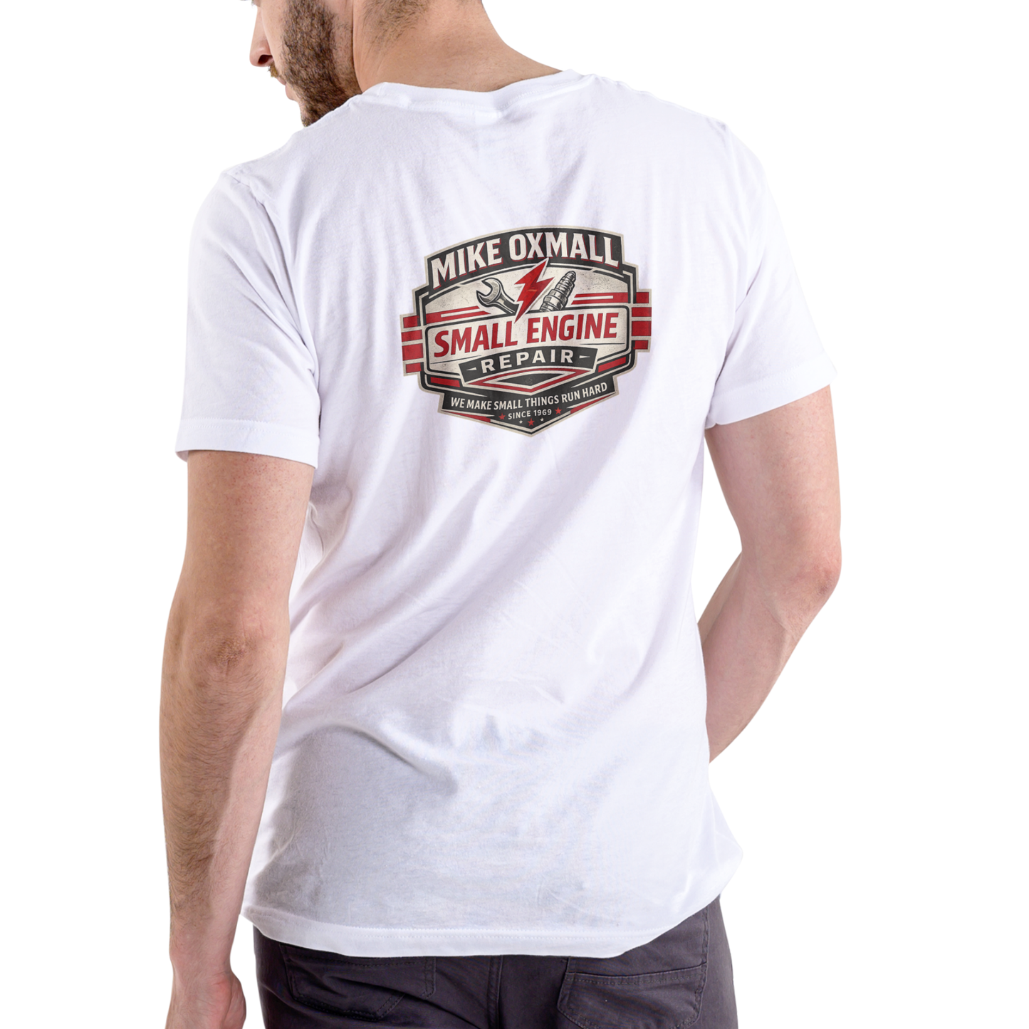 Mike Oxmall Small Engine Repair – Funny Name T-Shirt | Unisex Cotton Tee