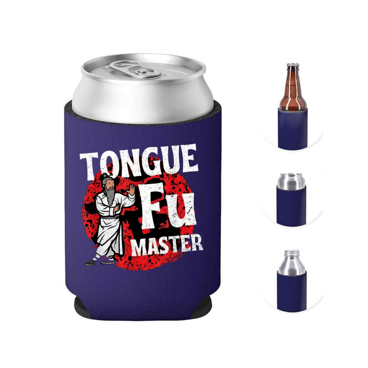 TONGUE FU MASTER Funny Can Cooler | Novelty Koozie for 12 oz Cans &amp; Bottles