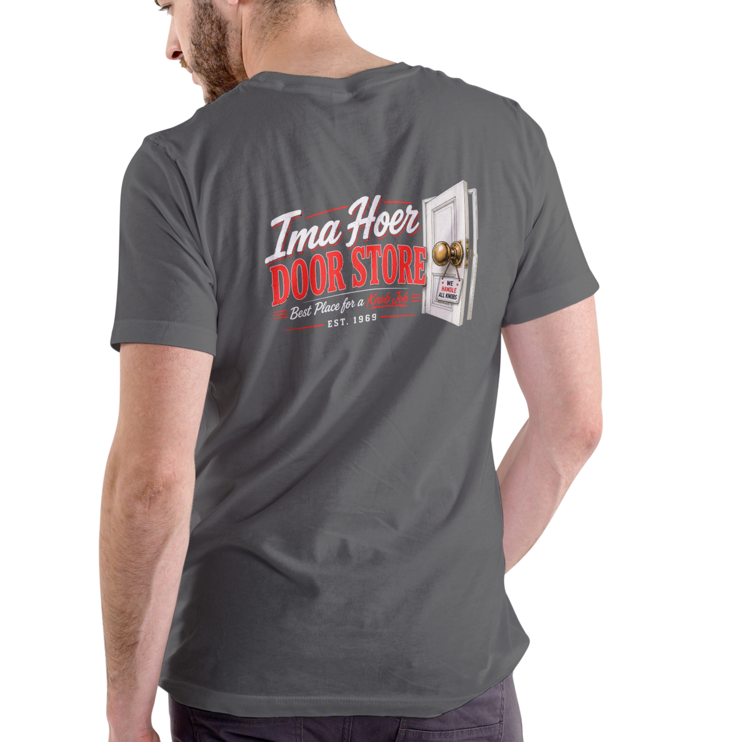 IMA HOER DOOR STORE Funny Name T-Shirt – Unisex Cotton Tee