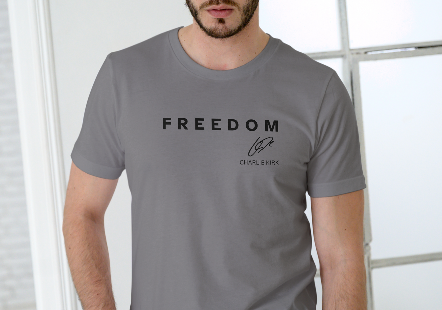 Charlie Kirk, Freedom Signature, T-SHIRT, UNISEX, COTTON