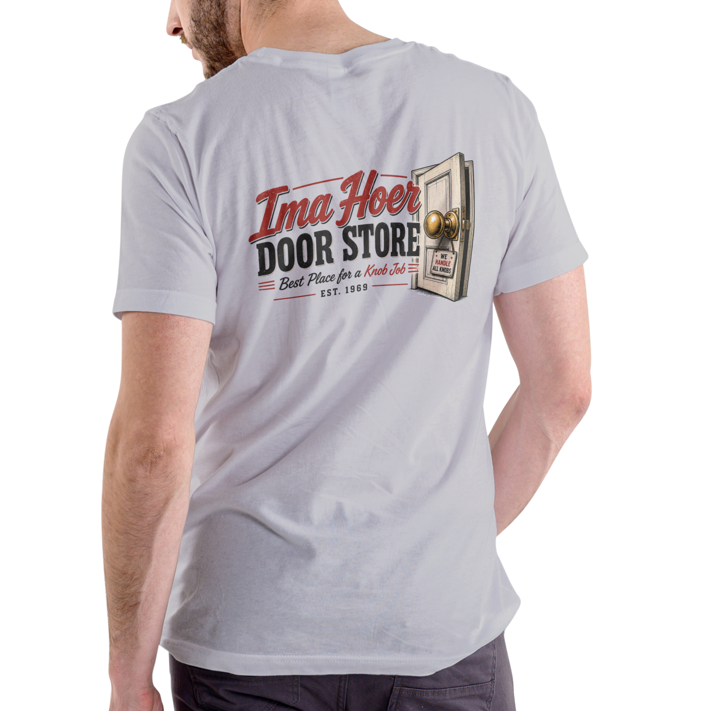 IMA HOER DOOR STORE Funny Name T-Shirt – Unisex Cotton Tee