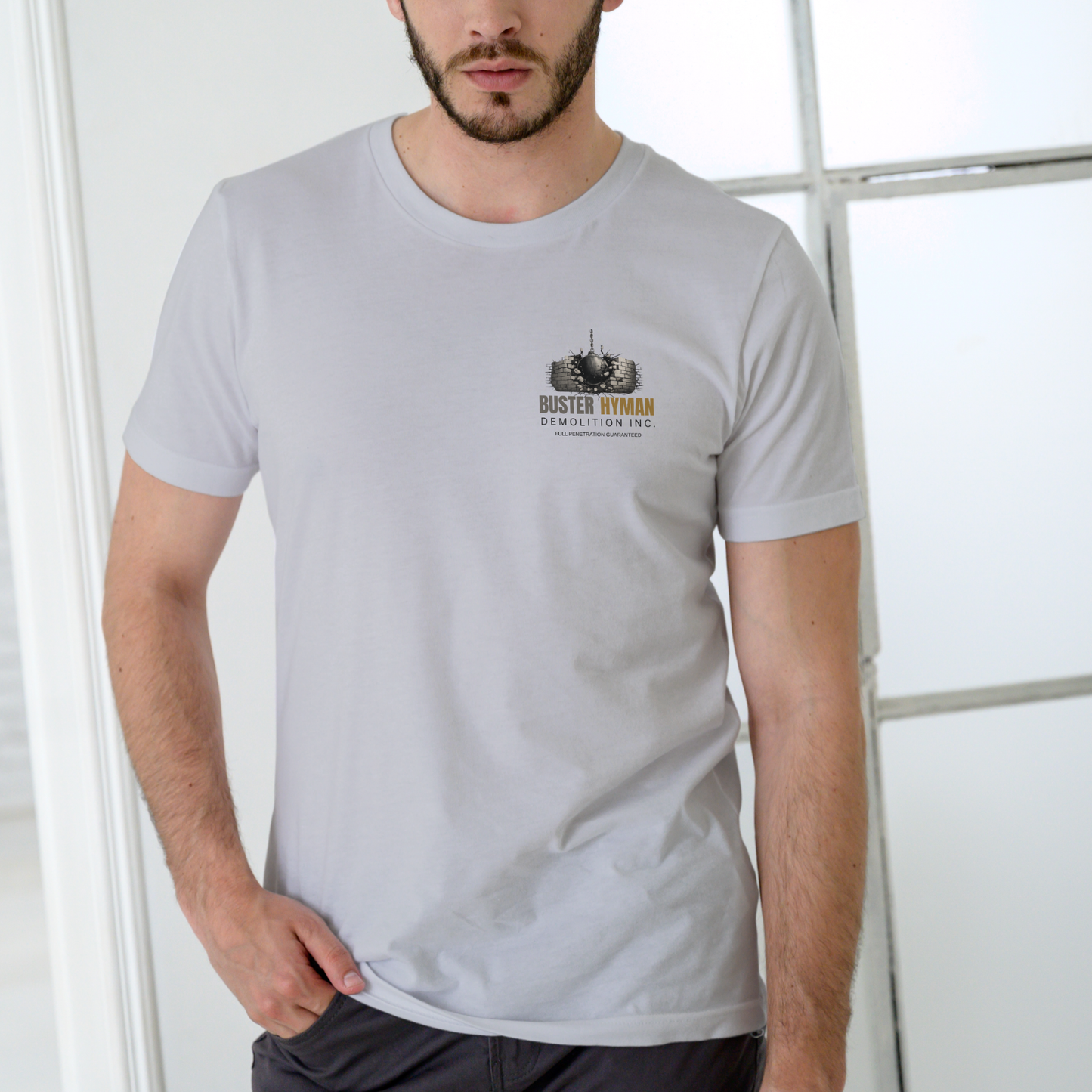 BUSTER HYMAN DEMOLITION INC. Funny name T shirt Unisex Cotton