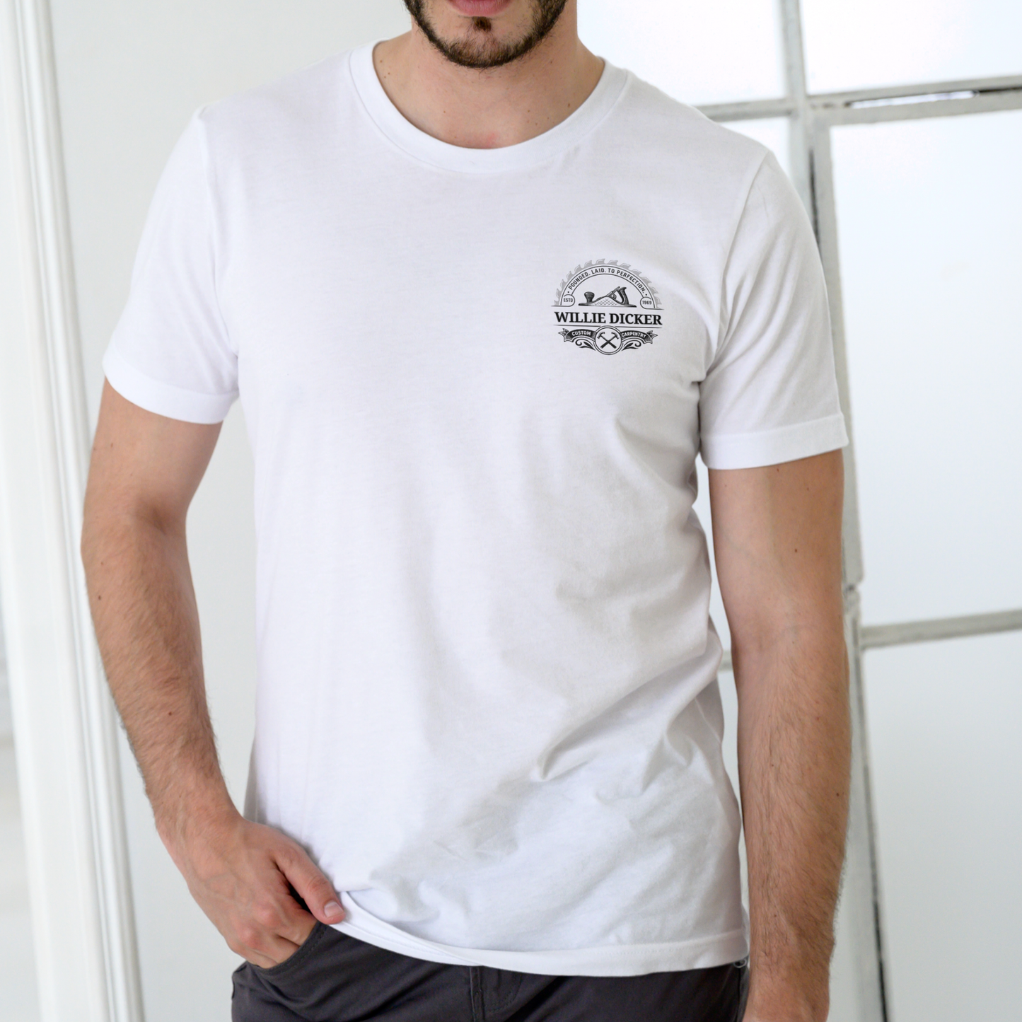 WILLIE DICKER CUSTOM CARPENTRY Funny name T Shirt, Unisex Cotton