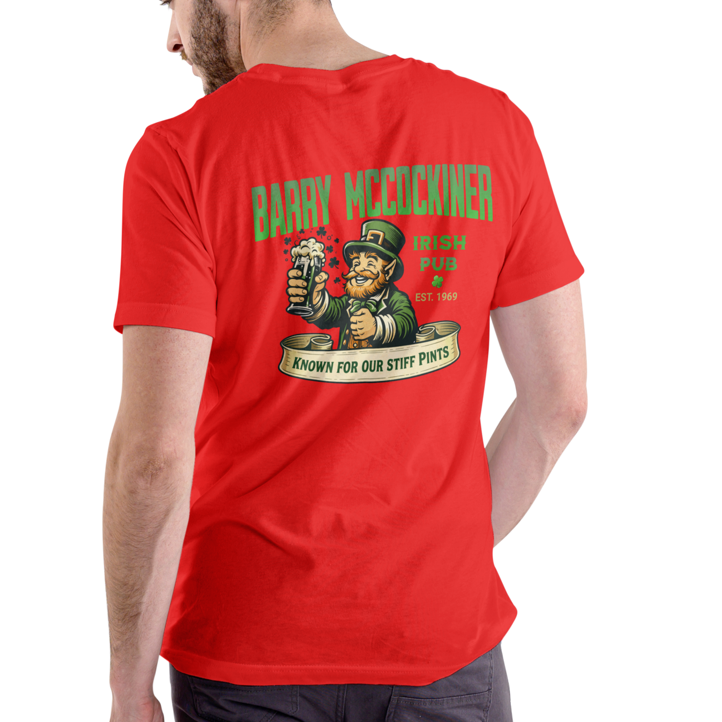 BARRY MCCOCKINER IRISH PUB – Funny Name Unisex Cotton T-Shirt (Men & Women)