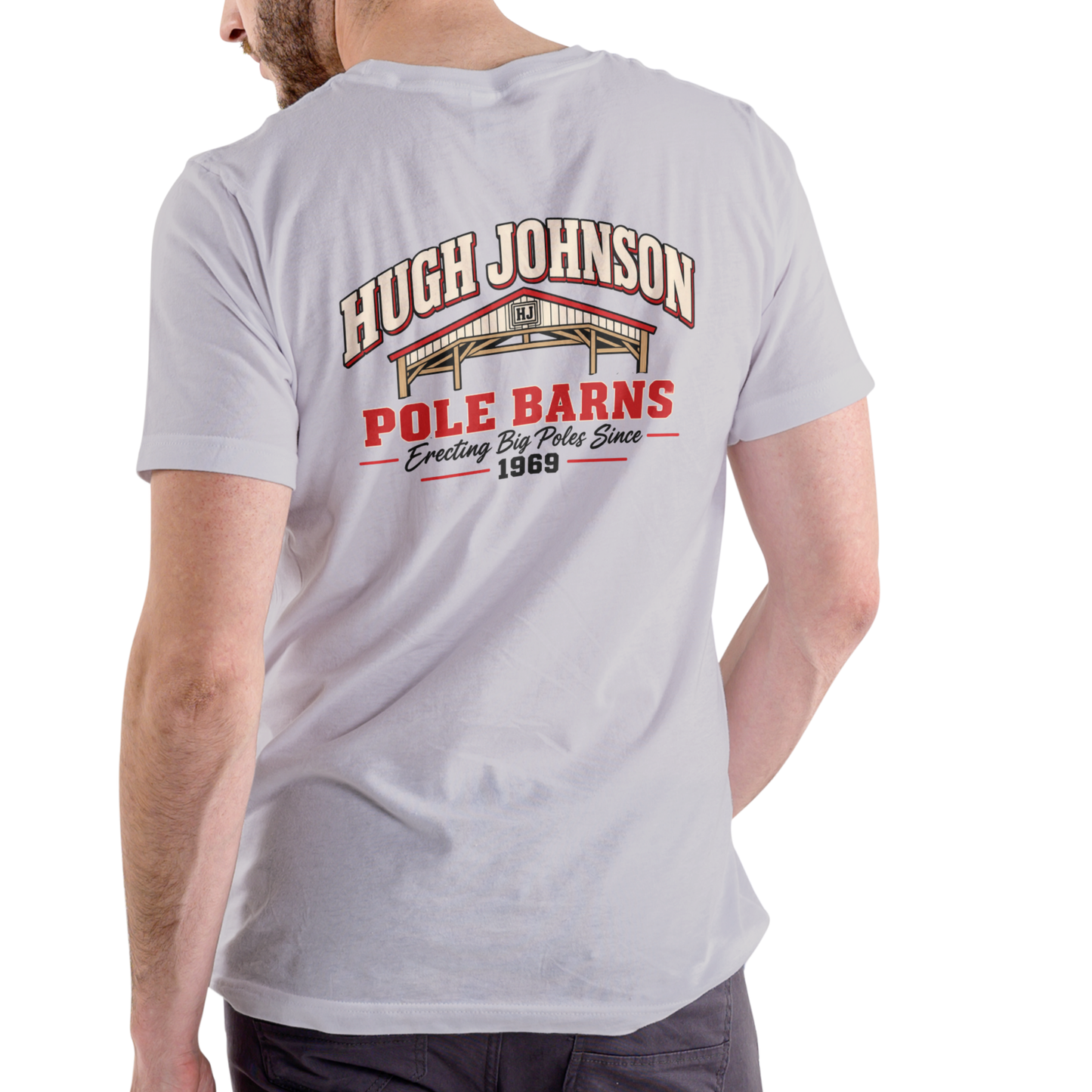 HUGH JOHNSON POLE BARNS Men's Humor Graphic Tee