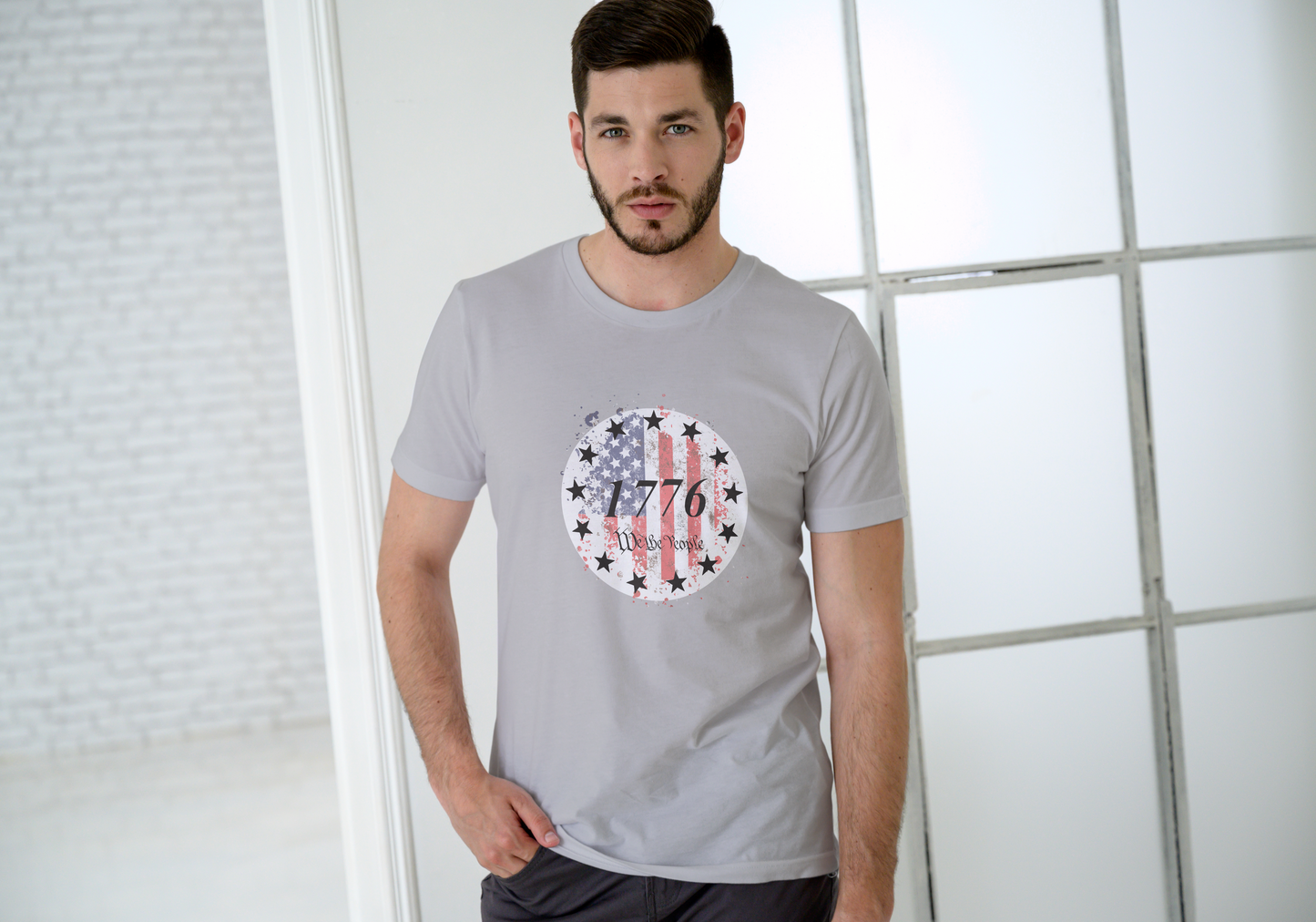 Short sleeve shirt. 1776, We the people