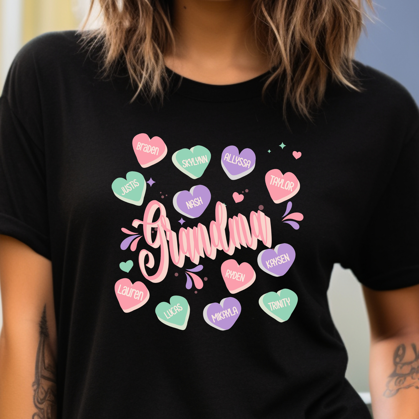 Make A Personalized "Grandma's Love" T-Shirt with Grandkids' Names