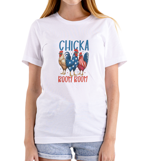 CHICKA BOOM BOOM – Funny July 4th Unisex Cotton T-Shirt
