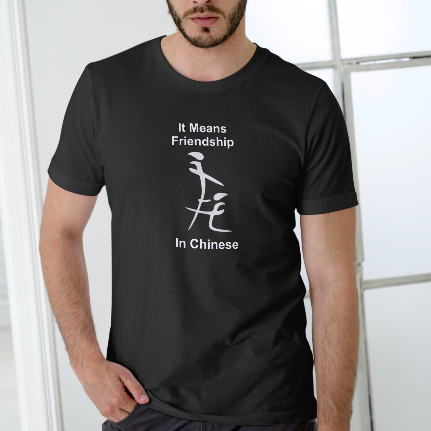 IT MEANS FRIENDSHIP IN CHINESE Funny T Shirt, Unisex Cotton