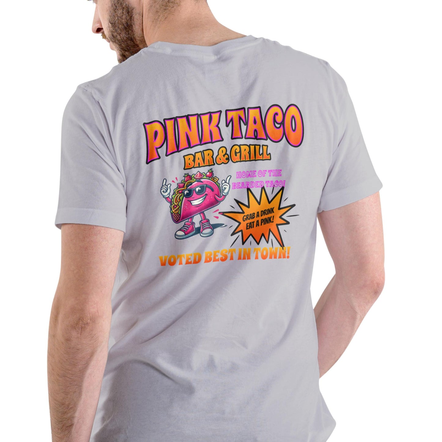 PINK TACO BAR AND GRILL Funny T Shirt, Unisex Cotton