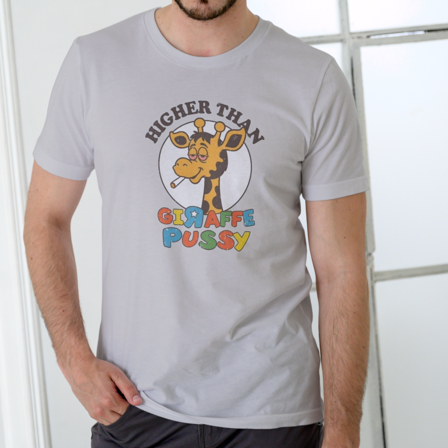 Higher Than a Giraffe – Funny Graphic T-Shirt | Unisex Cotton Tee