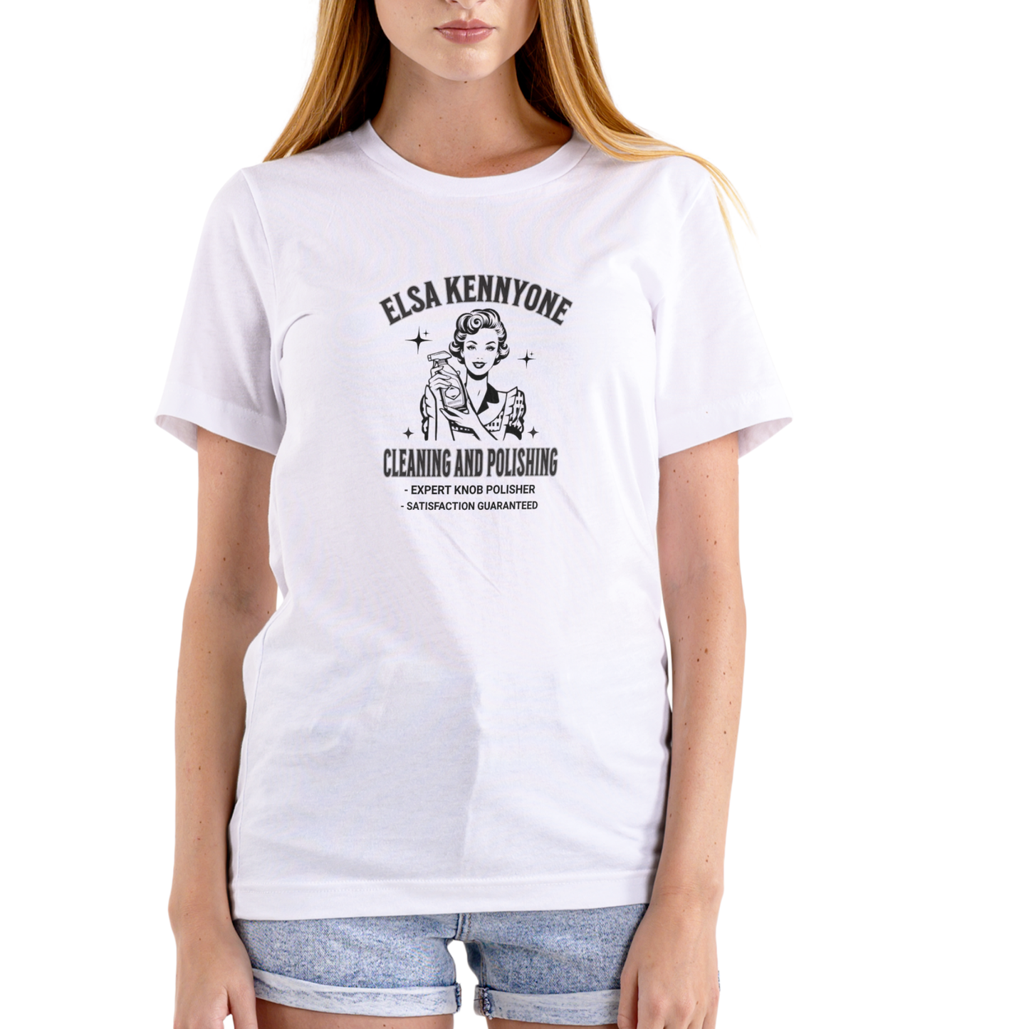 Elsa Kennyone Cleaning and Polishing – Funny Name T-Shirt | Unisex Cotton Tee