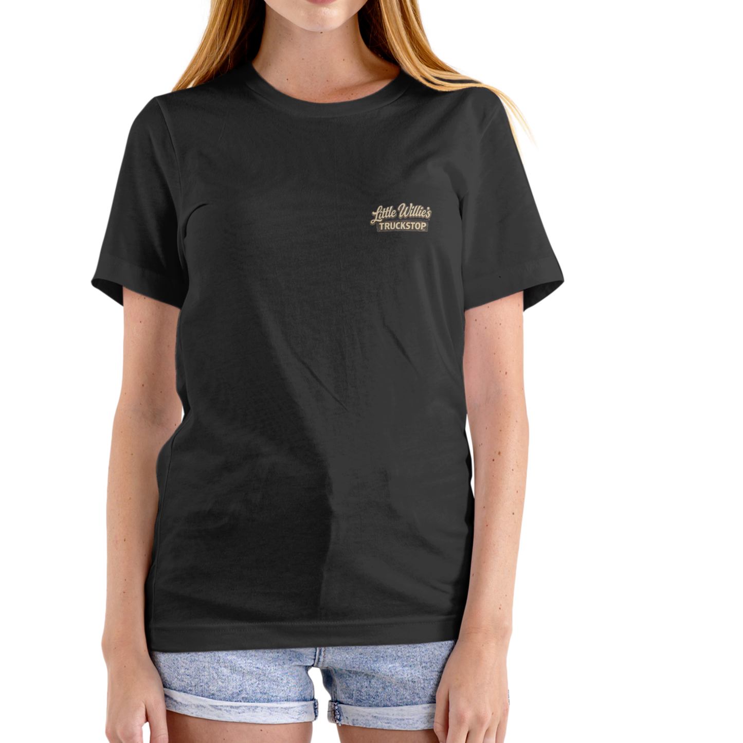 LITTLE WILLIES TRUCK STOP AND GLORY HOLE EMPORIUM Funny T Shirt, Unisex Cotton