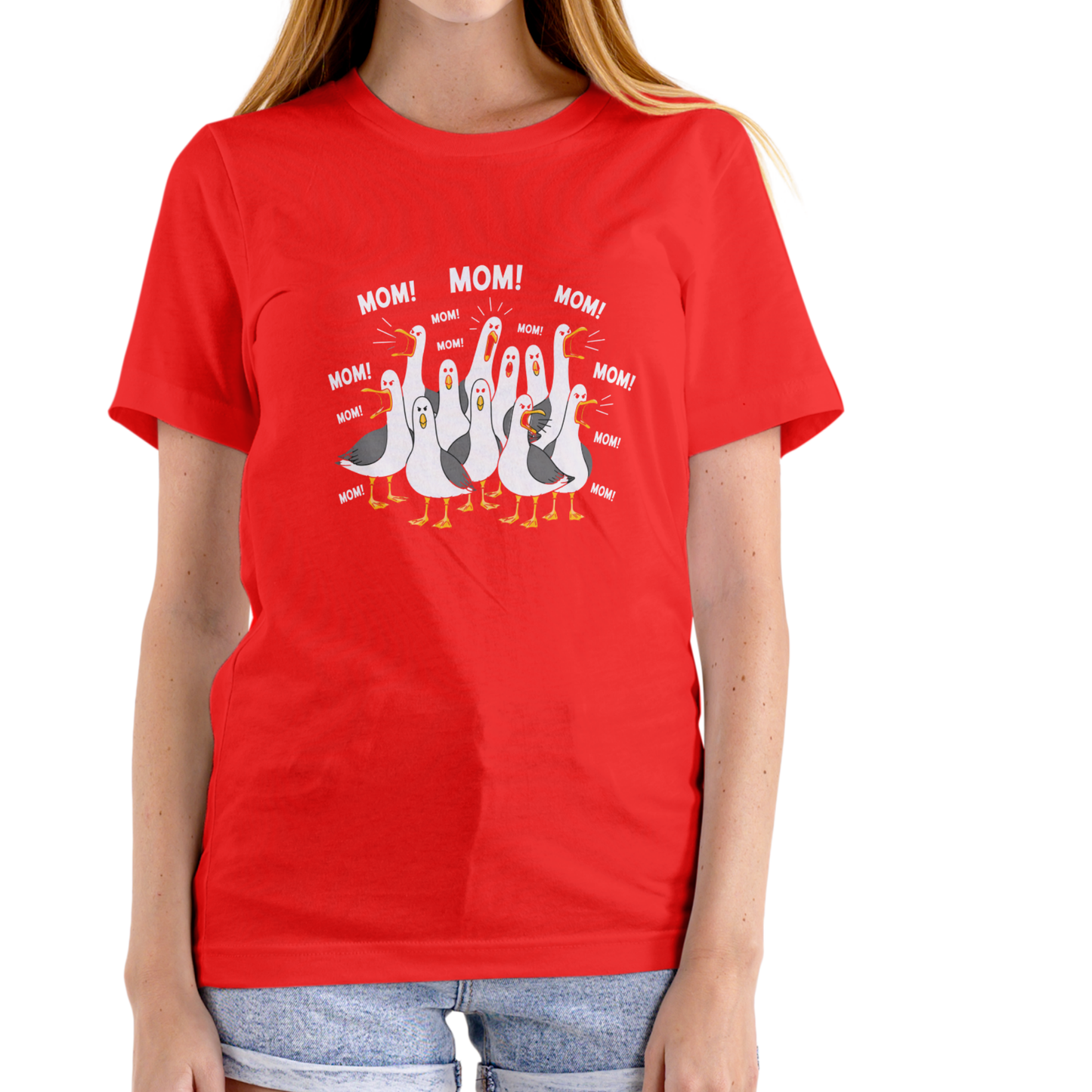 MOM, MOM, MOM Sea Gull T Shirt, Unisex Cotton