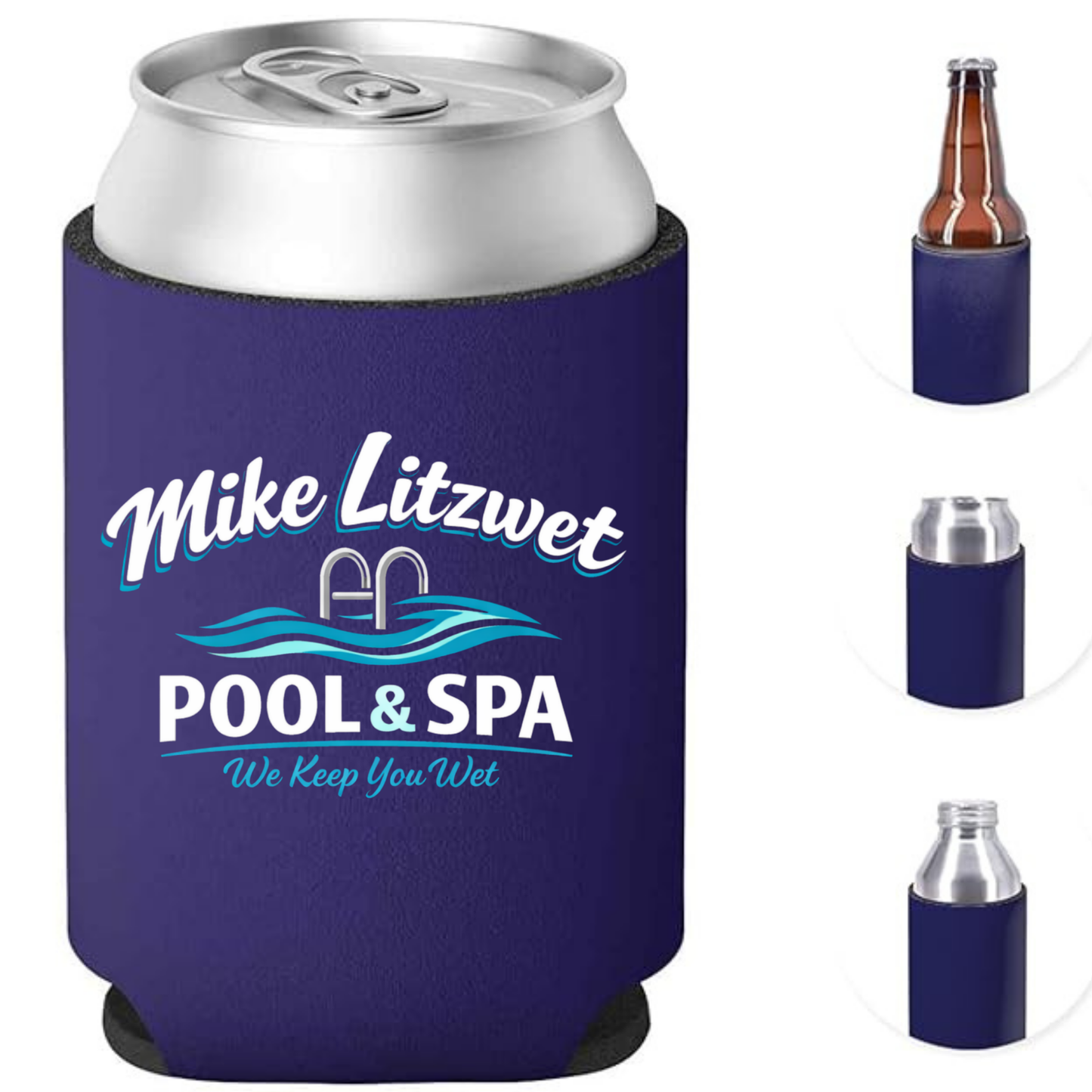MIKE LITZWET POOL AND SPA Can Cooler Koozie
