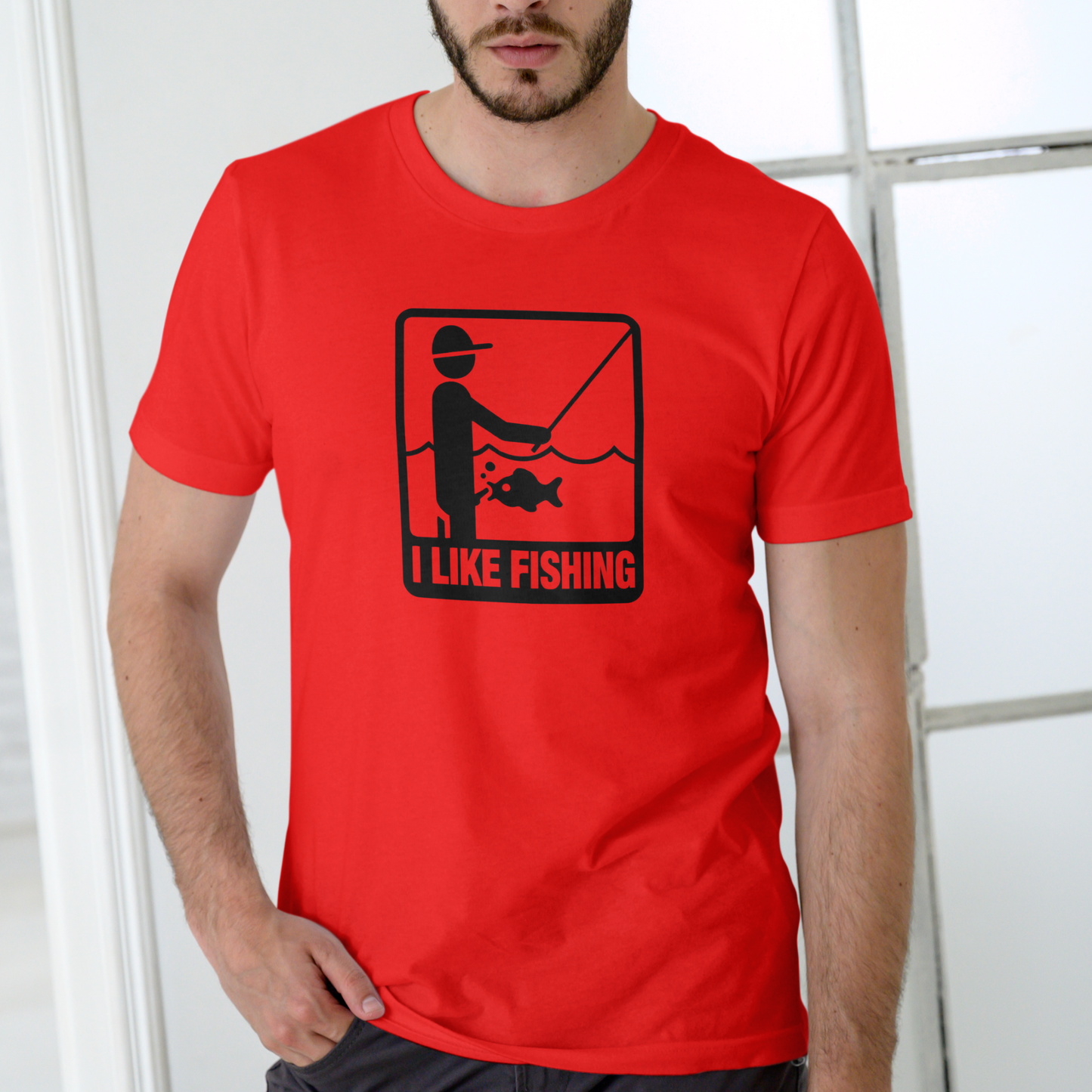 I LIKE FISHING – Funny Unisex Cotton T-Shirt