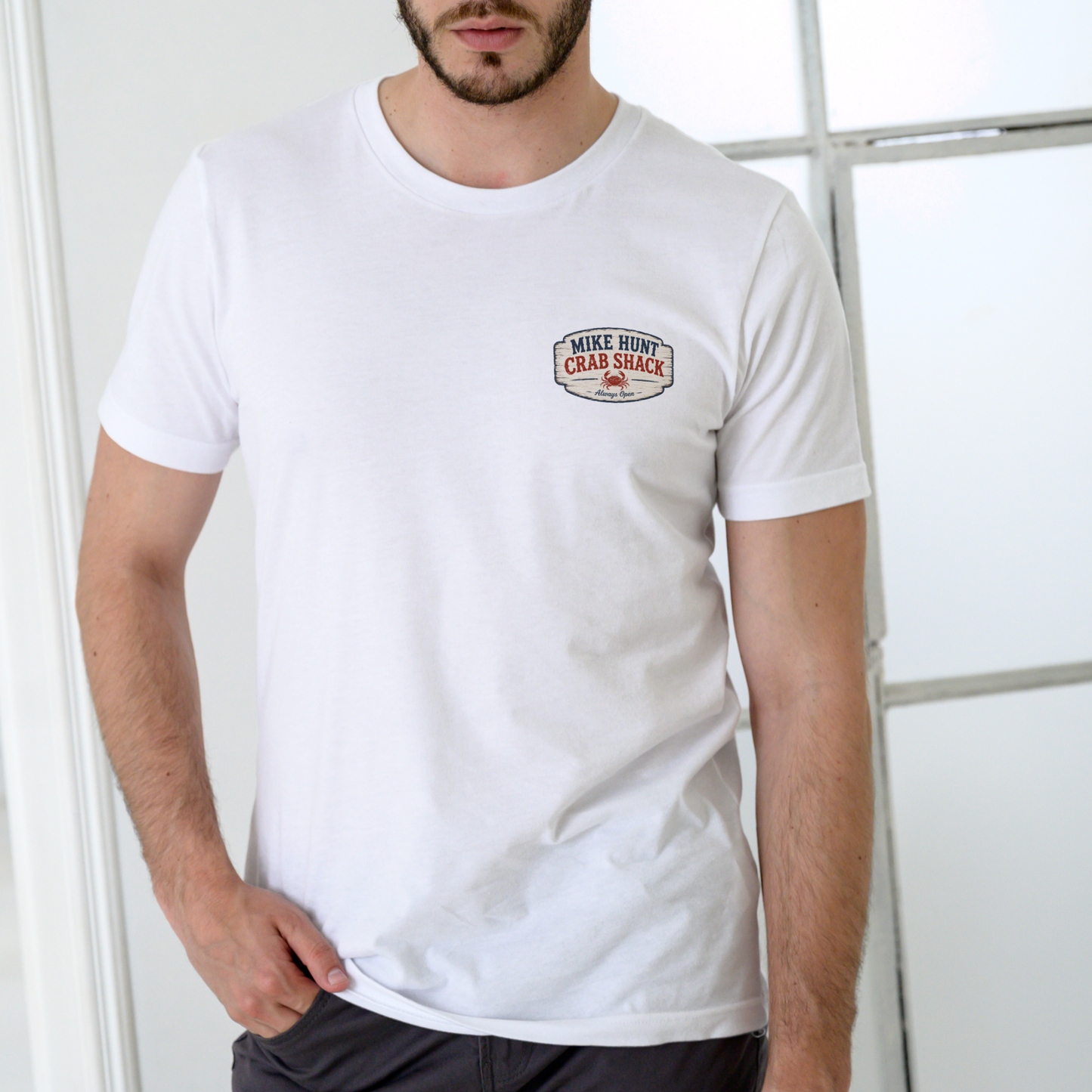 Mike Hunt Crab Shack Funny Name T-Shirt (WITH FREE BOOK!) – Unisex Cotton Tee