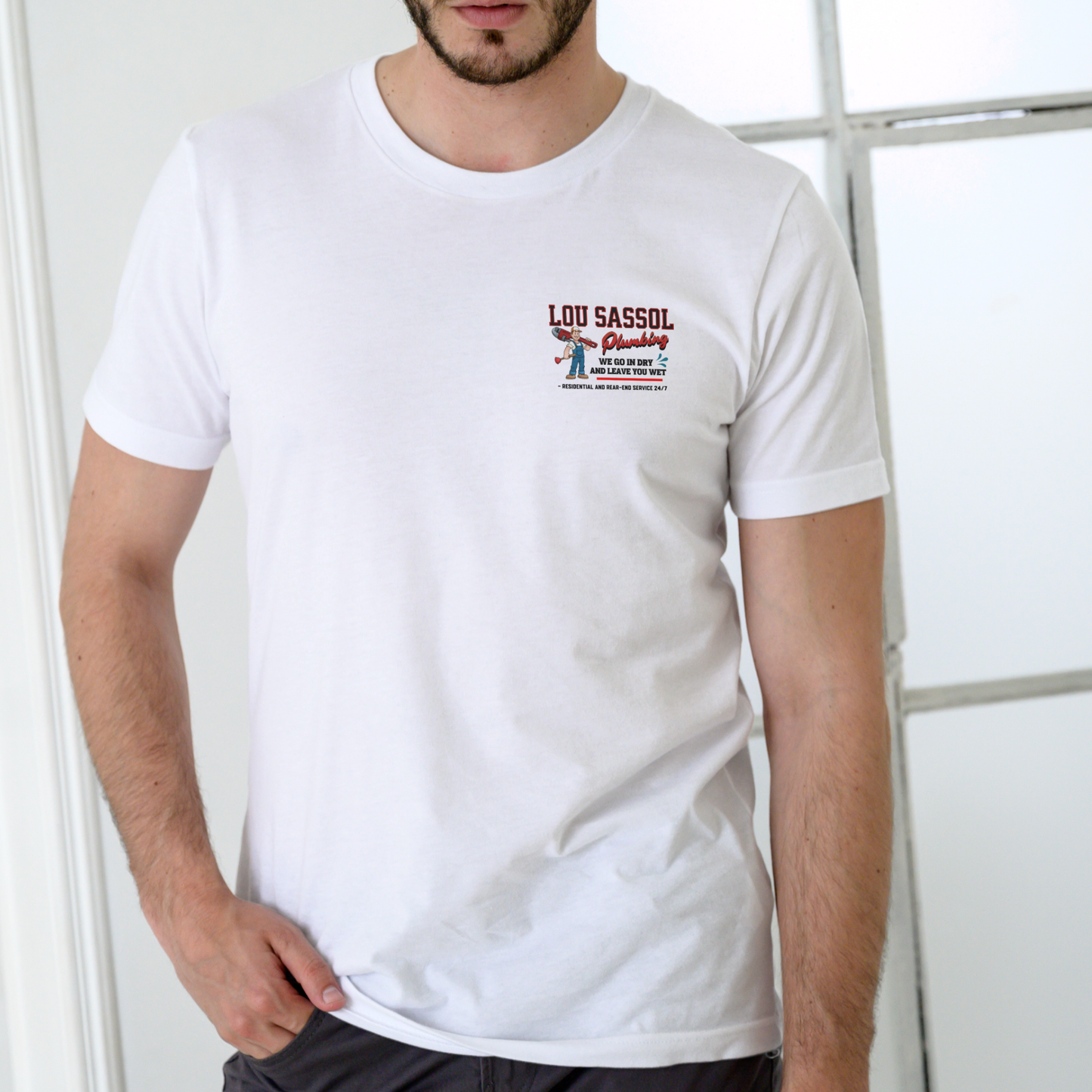 LOU SASSOL PLUMBING, T Shirt, Unisex Cotton