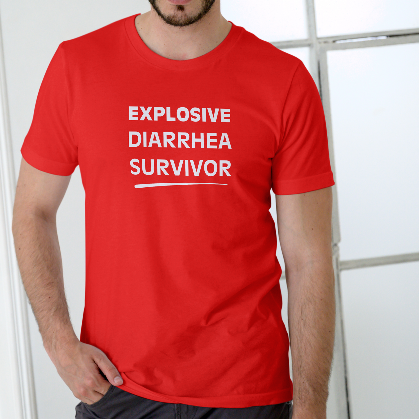 EXPLOSIVE DIARRHEA SURVIVOR Funny T-Shirt – Unisex Cotton Graphic Tee