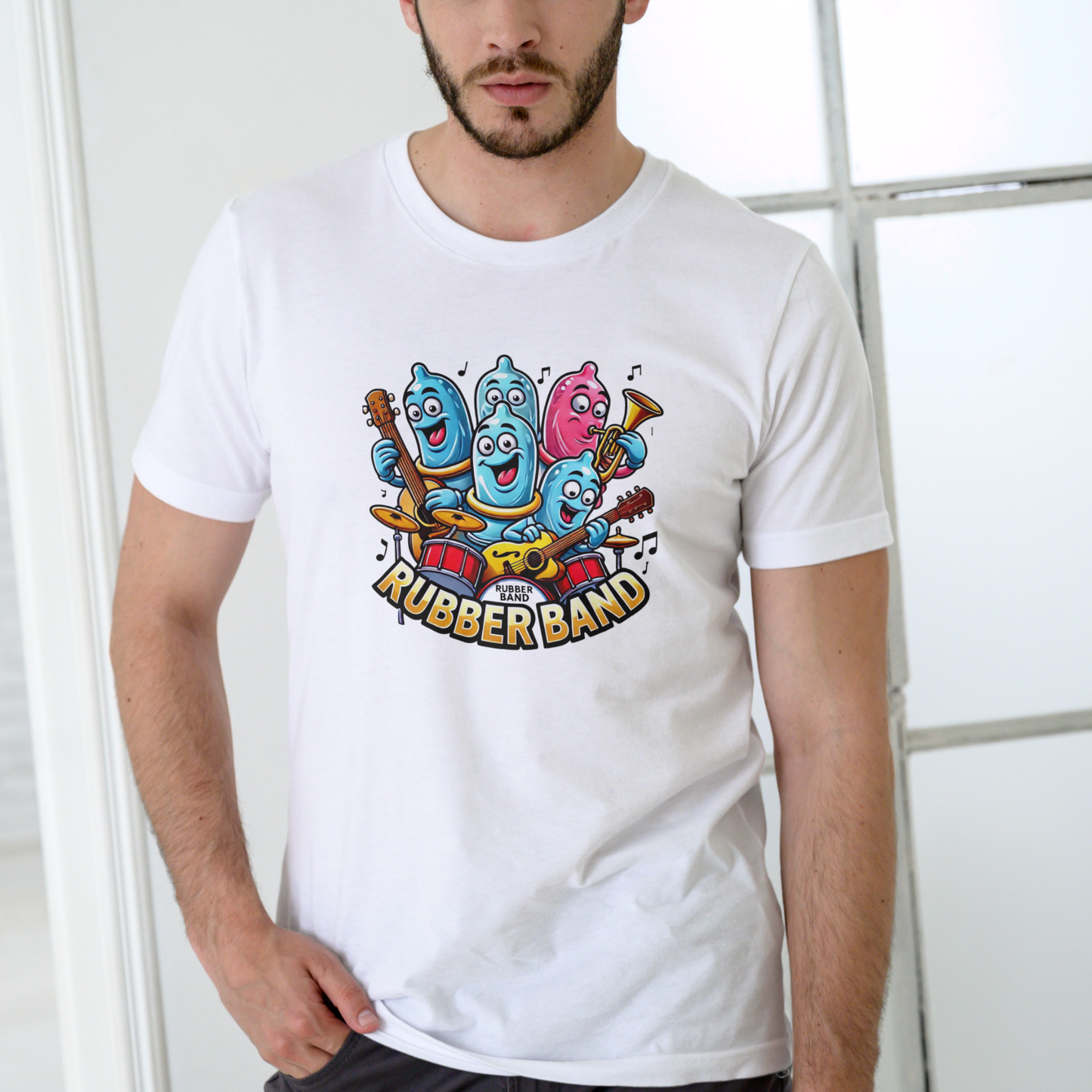 RUBBER BAND Funny T Shirt, Unisex Cotton
