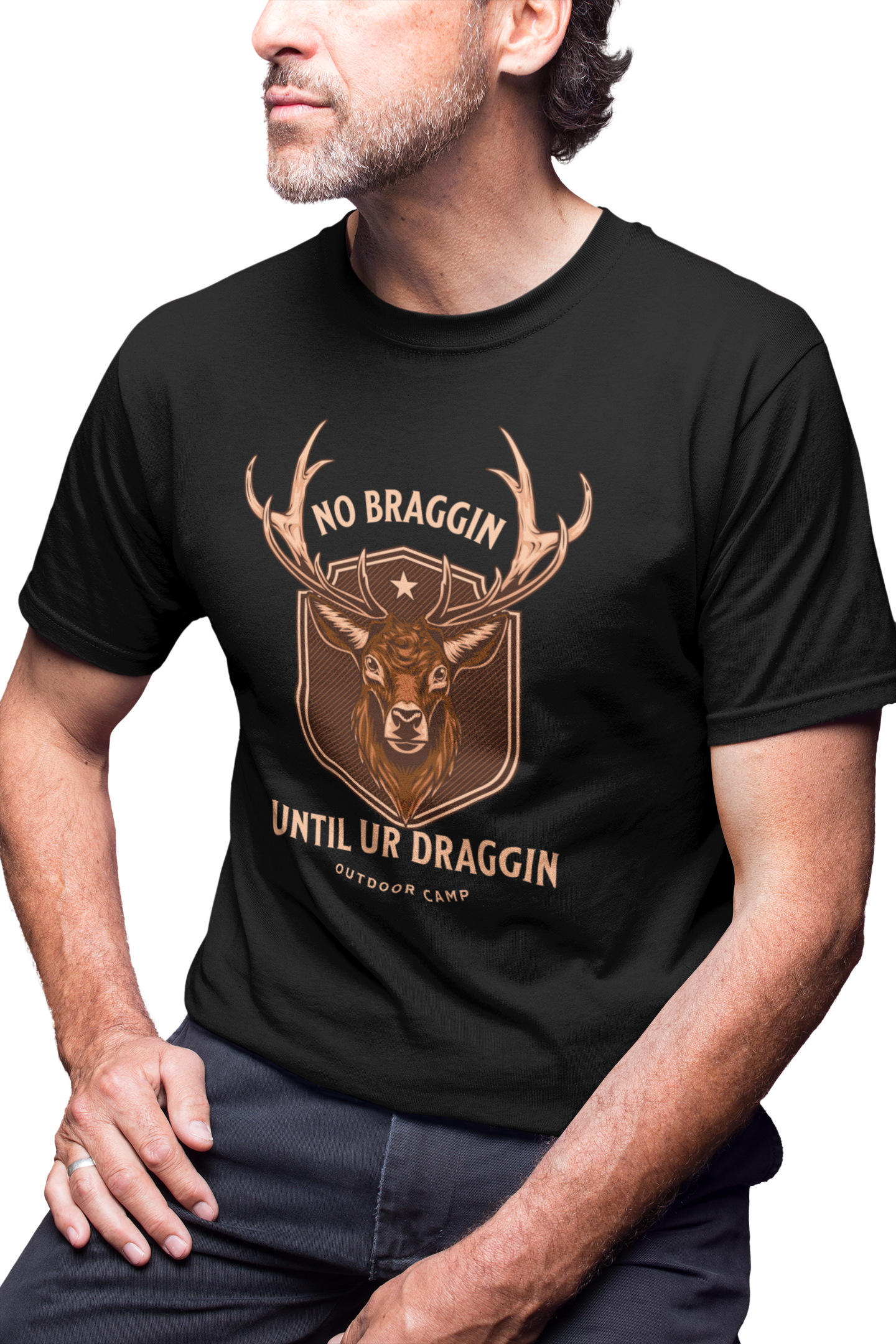 Short sleeve shirt, NO BRAGGIN UNTIL UR DRAGGIN. Deer hunting T shirt